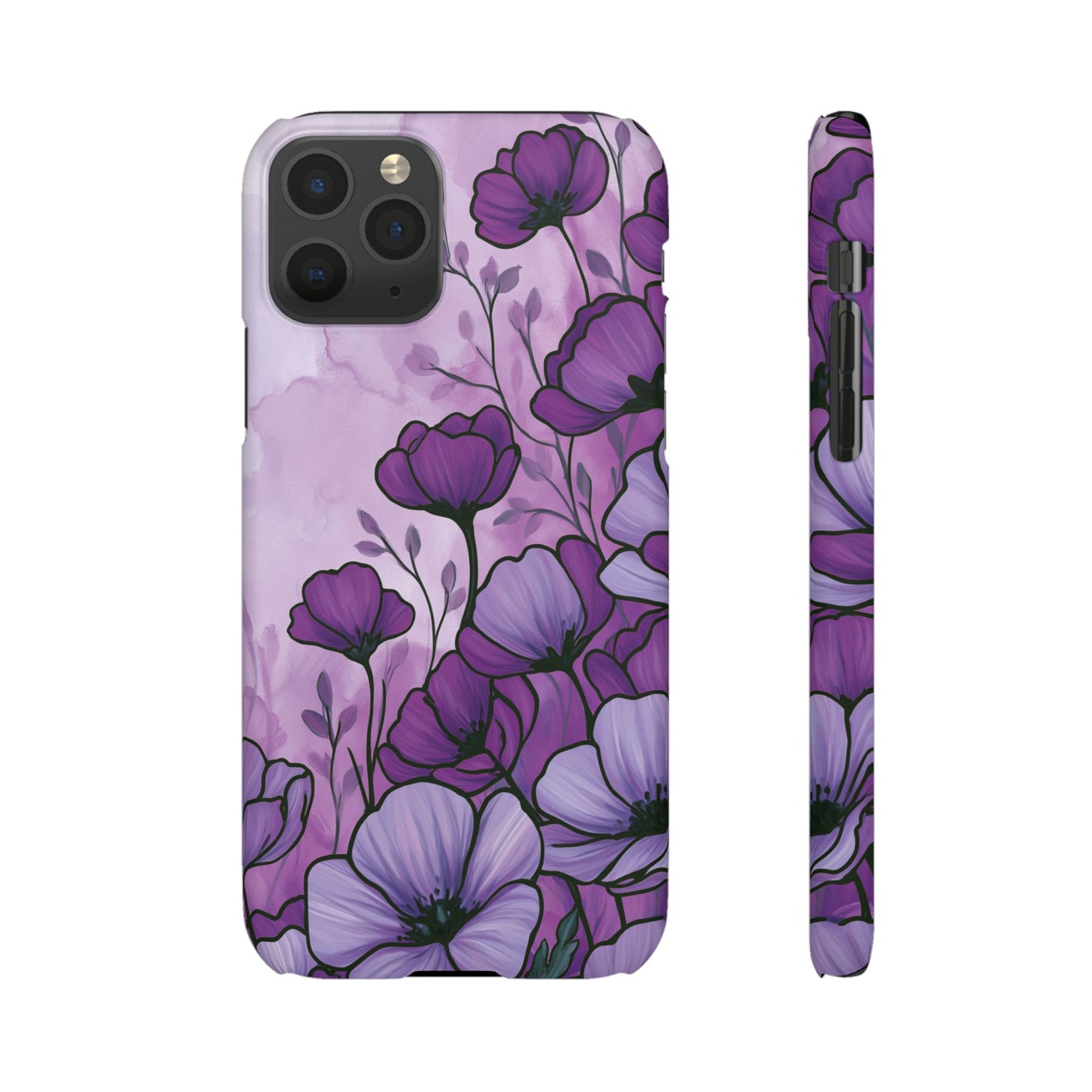 Purple Floral Phone Case – Violet Watercolor Poppy Snap Case