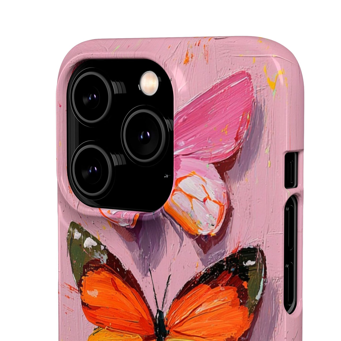 Pink Butterfly Snap Case Cover For iPhone and Samsung