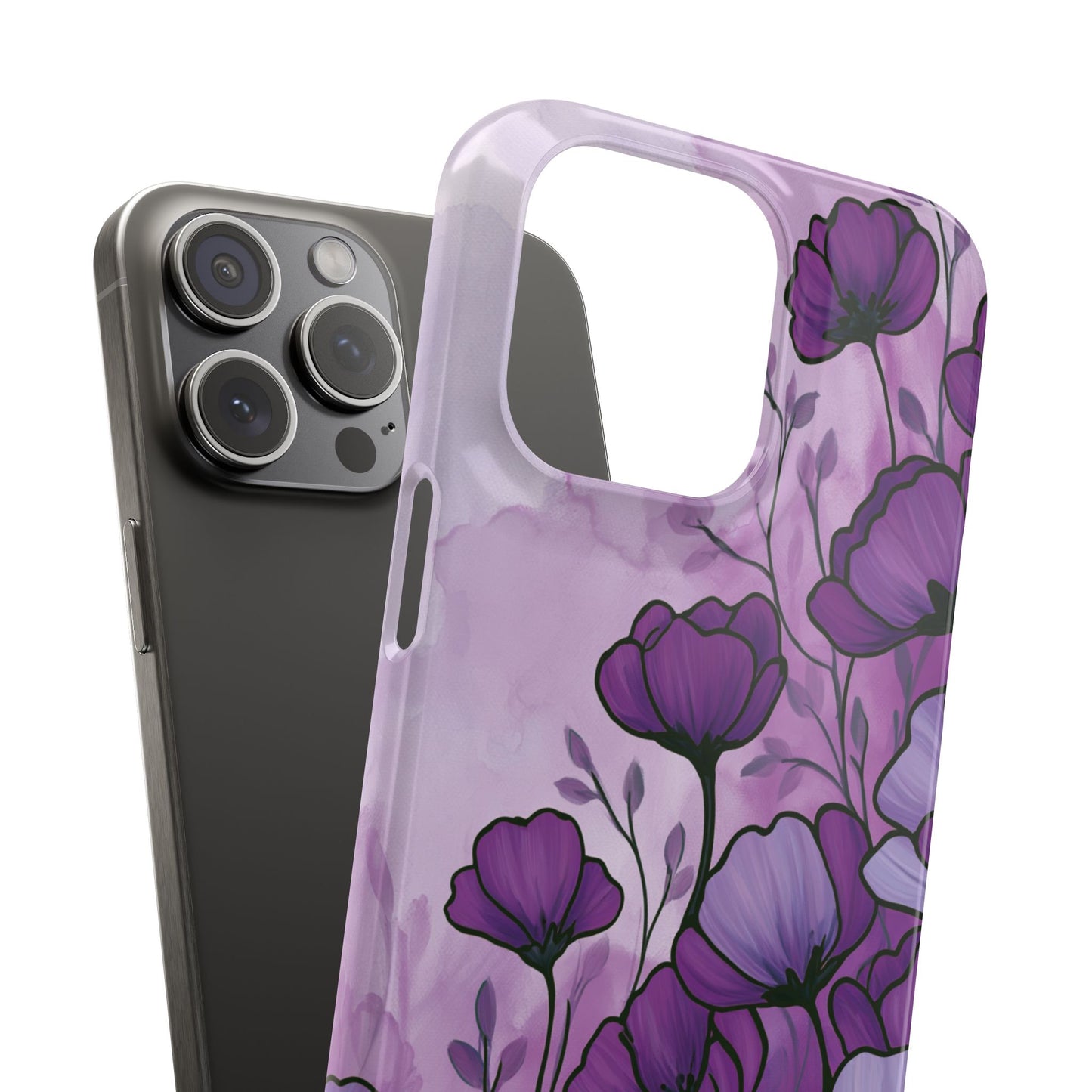 Purple Floral Phone Case – Violet Watercolor Poppy Snap Case