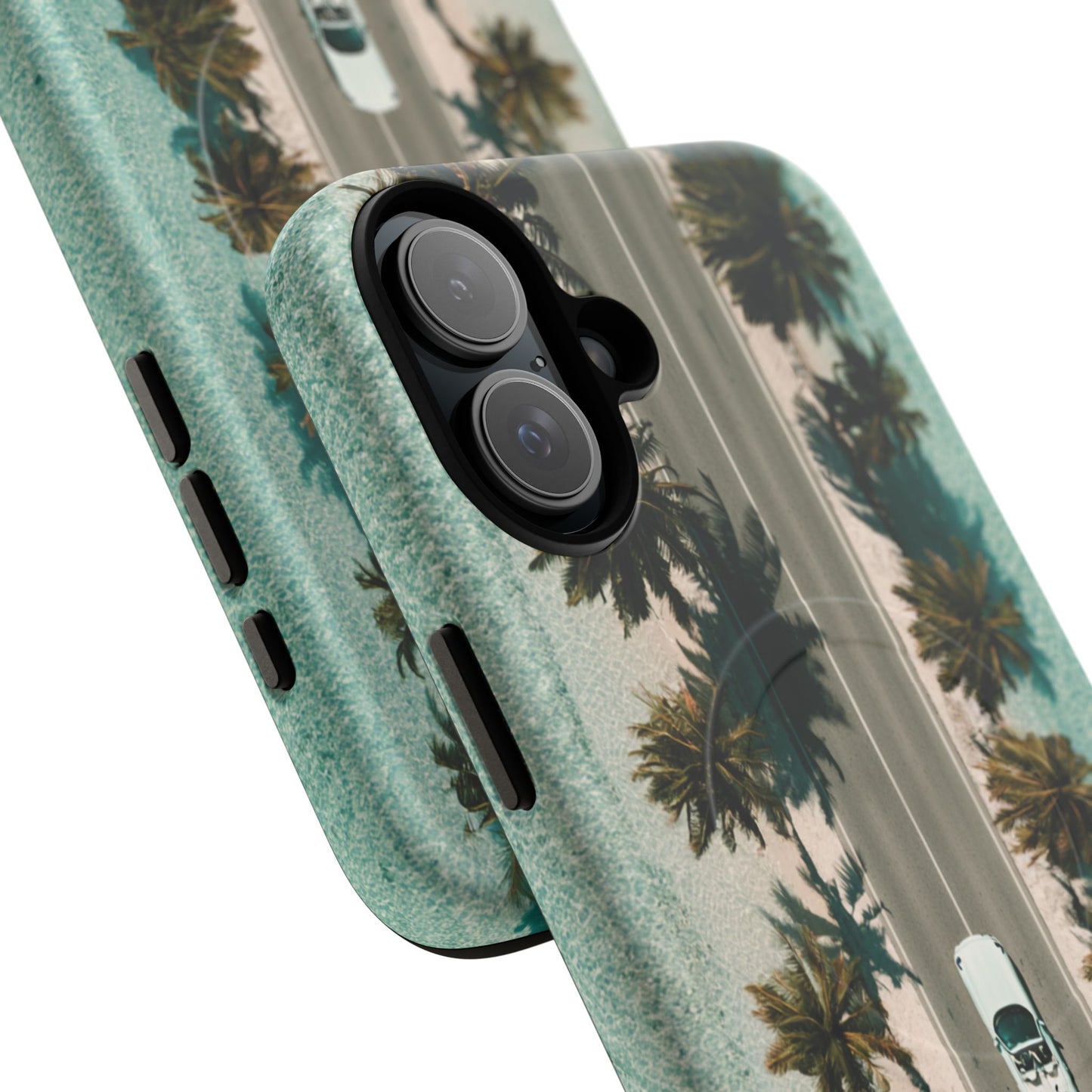 Palm Road Tough Magnetic Phone Case — Coastal Aerial Car Design