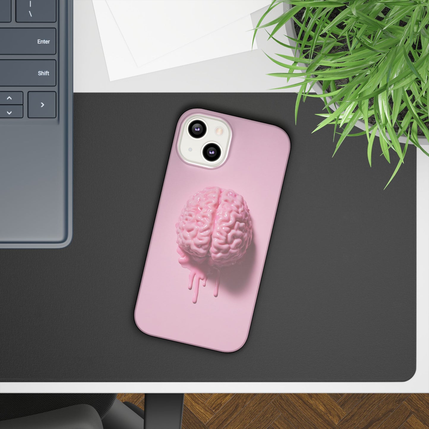 Slim Cases, Brain Design Phone Case With Card Holder, Cute Tech Accessory, Unique Gift for Students, Stylish Phone Protection, Valentine's