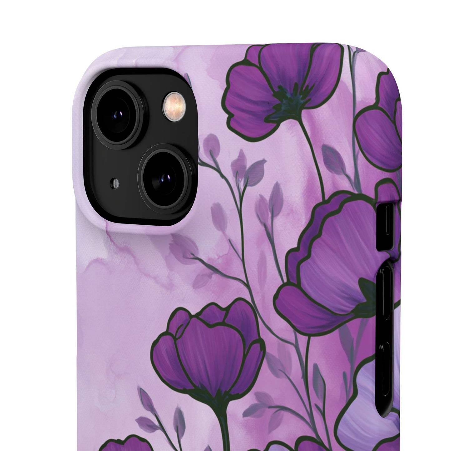 Purple Floral Phone Case – Violet Watercolor Poppy Snap Case