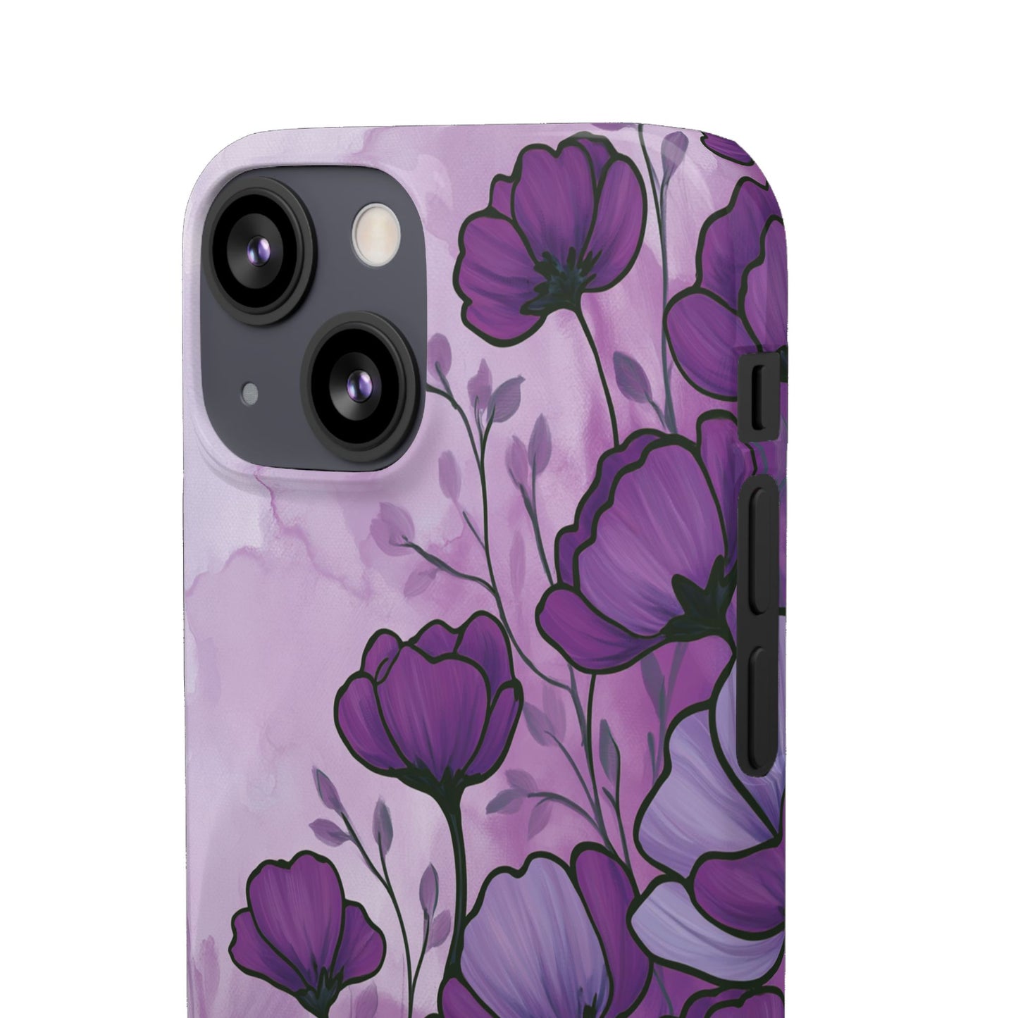 Purple Floral Phone Case – Violet Watercolor Poppy Snap Case