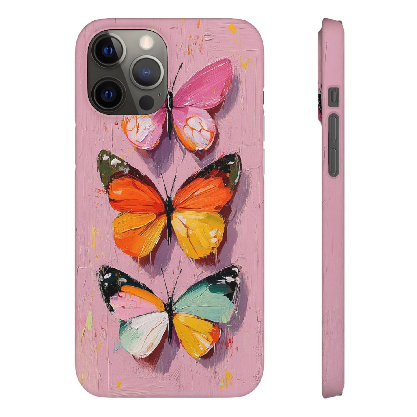 Pink Butterfly Snap Case Cover For iPhone and Samsung