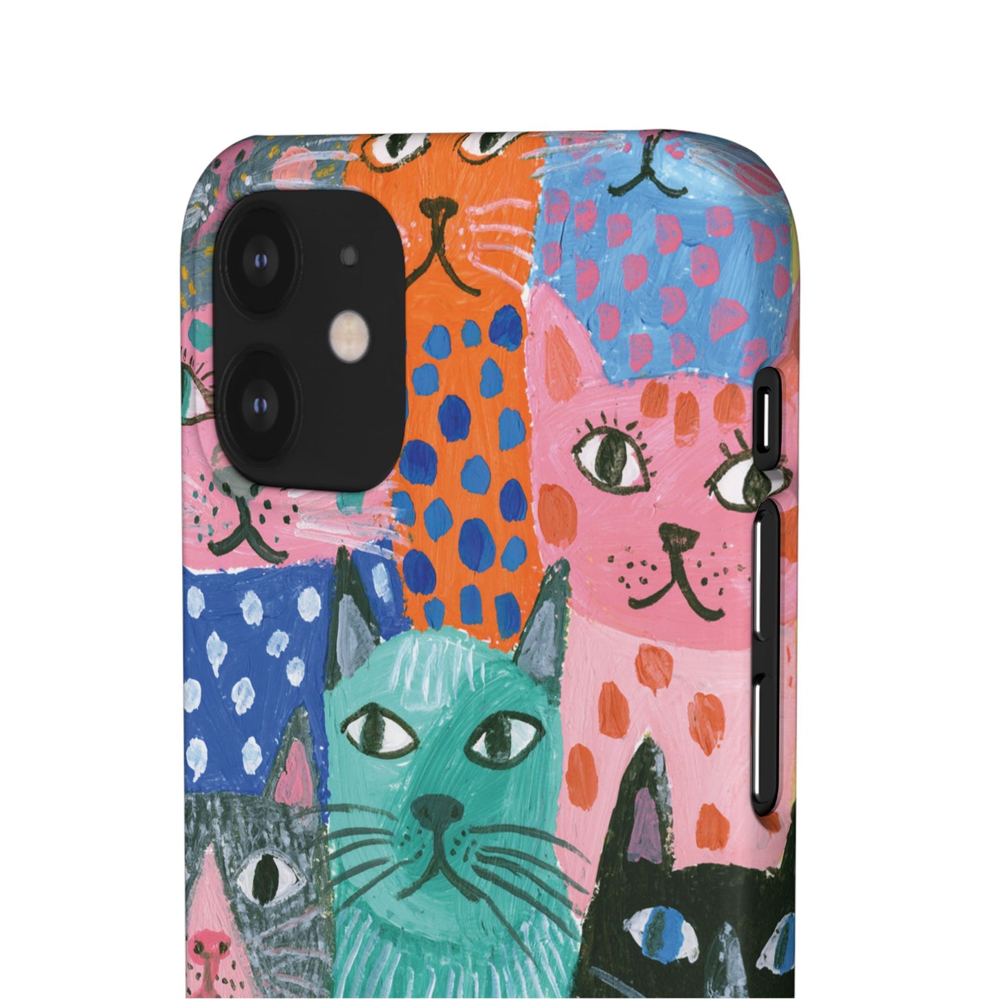 Colorful Cat Pattern Phone Case – Cute Multicolor Kitty Snap Case