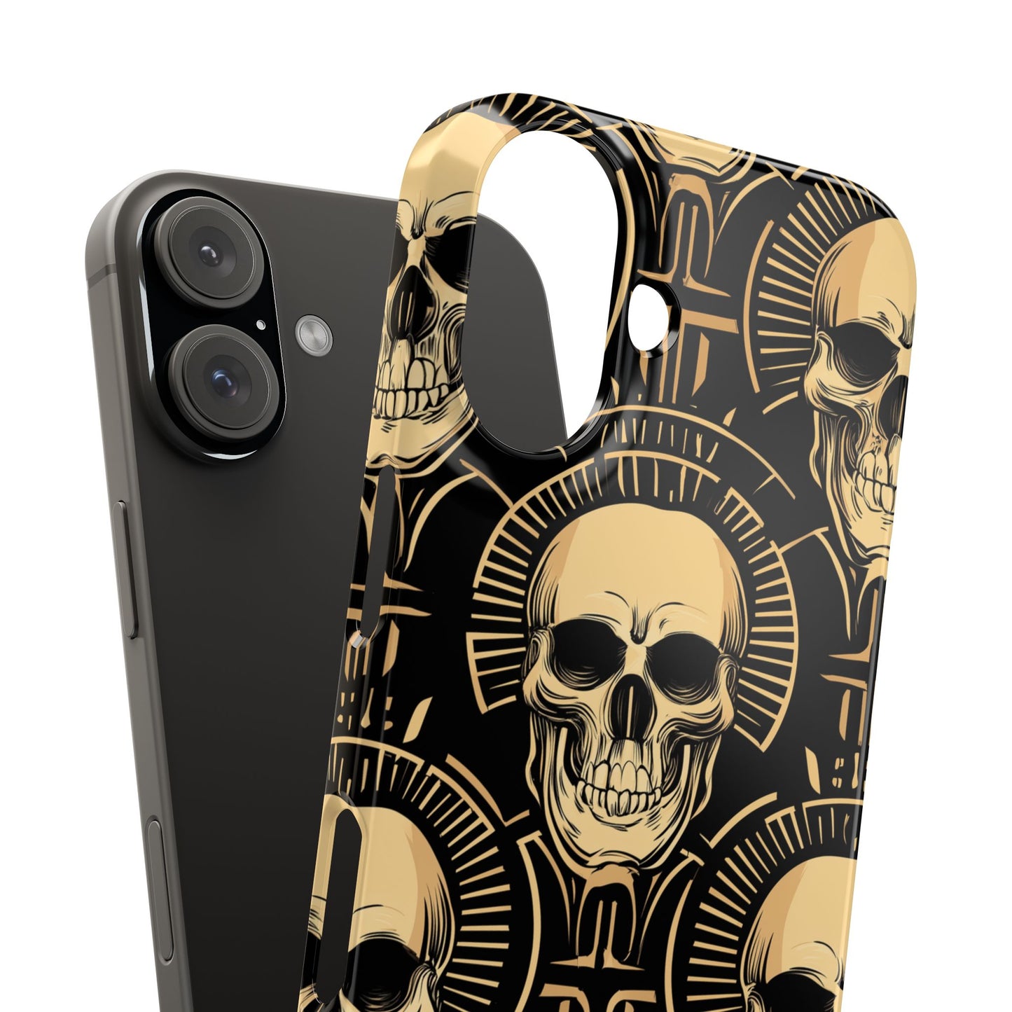 Skull Print Snap Case, Edgy Phone Cover for Goth Lovers, Protective Shell for Halloween, Unique Gift for Him or Her