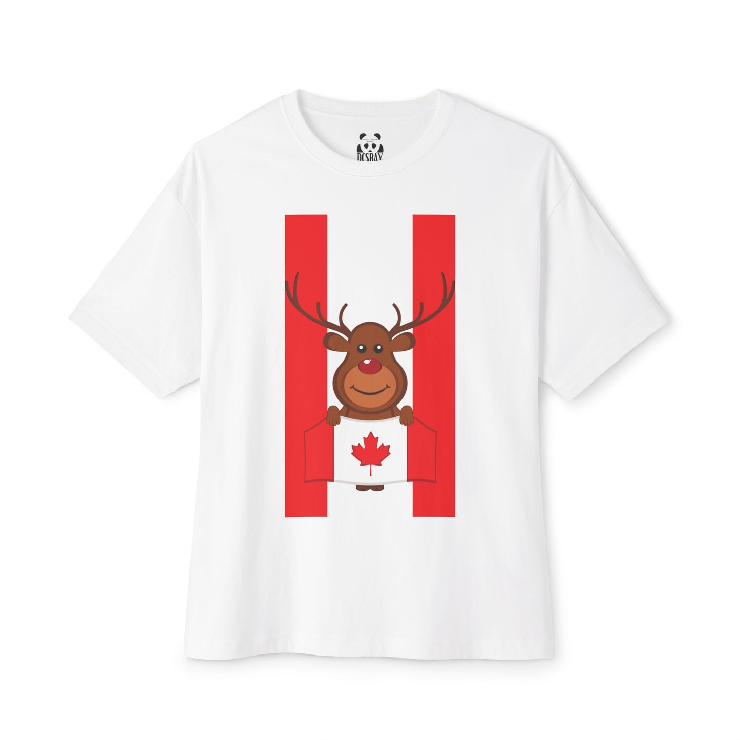 Canada Moose Flag Oversized Boxy Tee — Cute Canadian Maple Leaf Graphic T-Shirt, Unisex Heavy Cotton Streetwear Top, Canada Gift