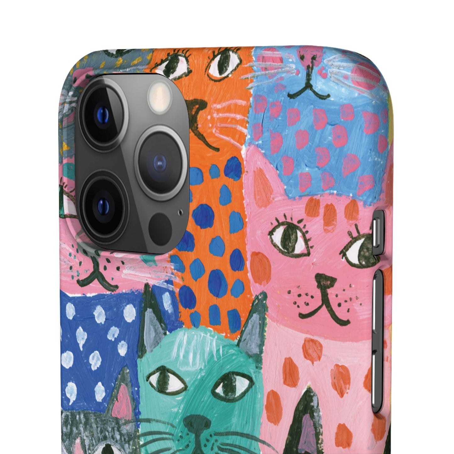 Colorful Cat Pattern Phone Case – Cute Multicolor Kitty Snap Case