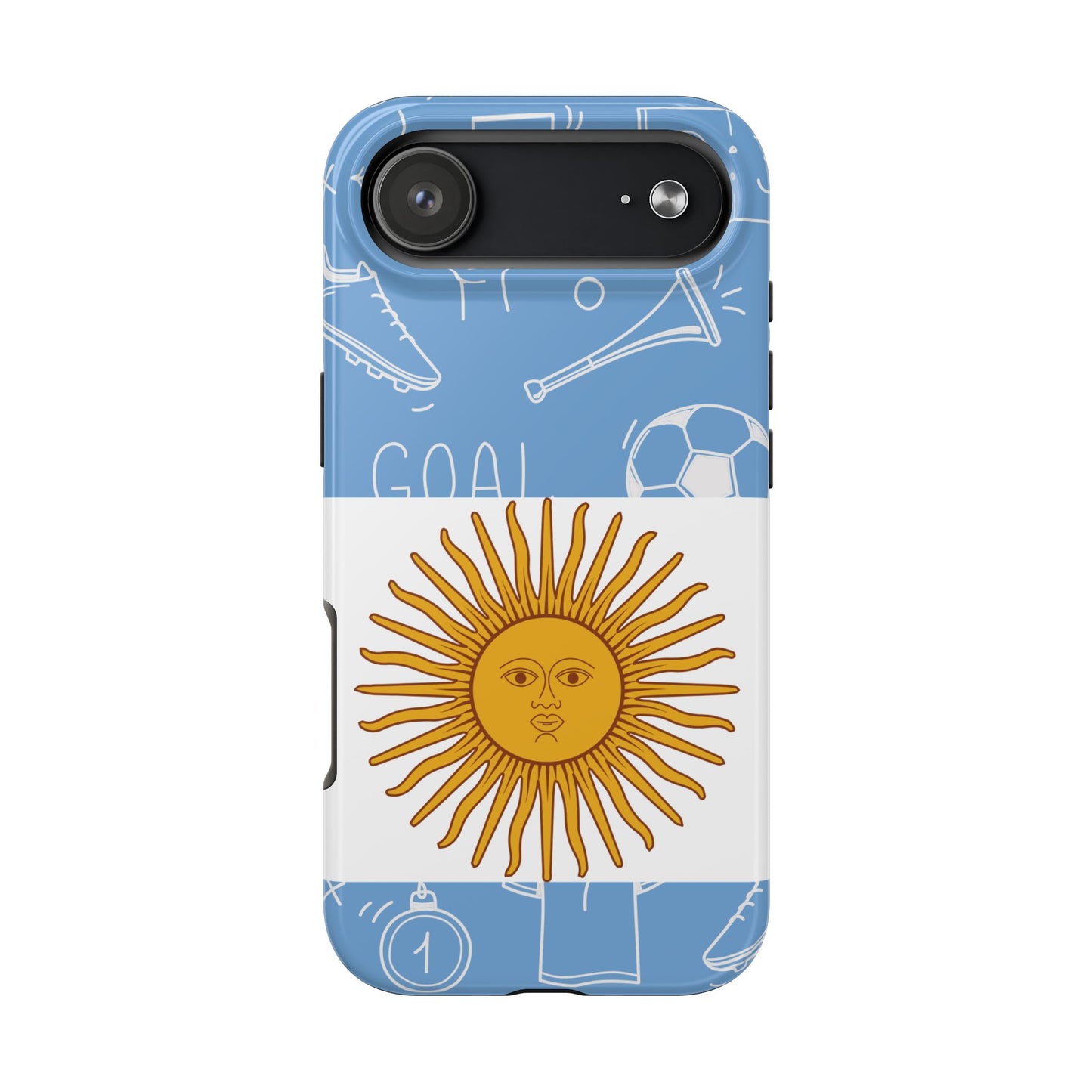 Argentina Flag Tough Phone Case — Soccer Sun Design, Durable Protective Phone Cover