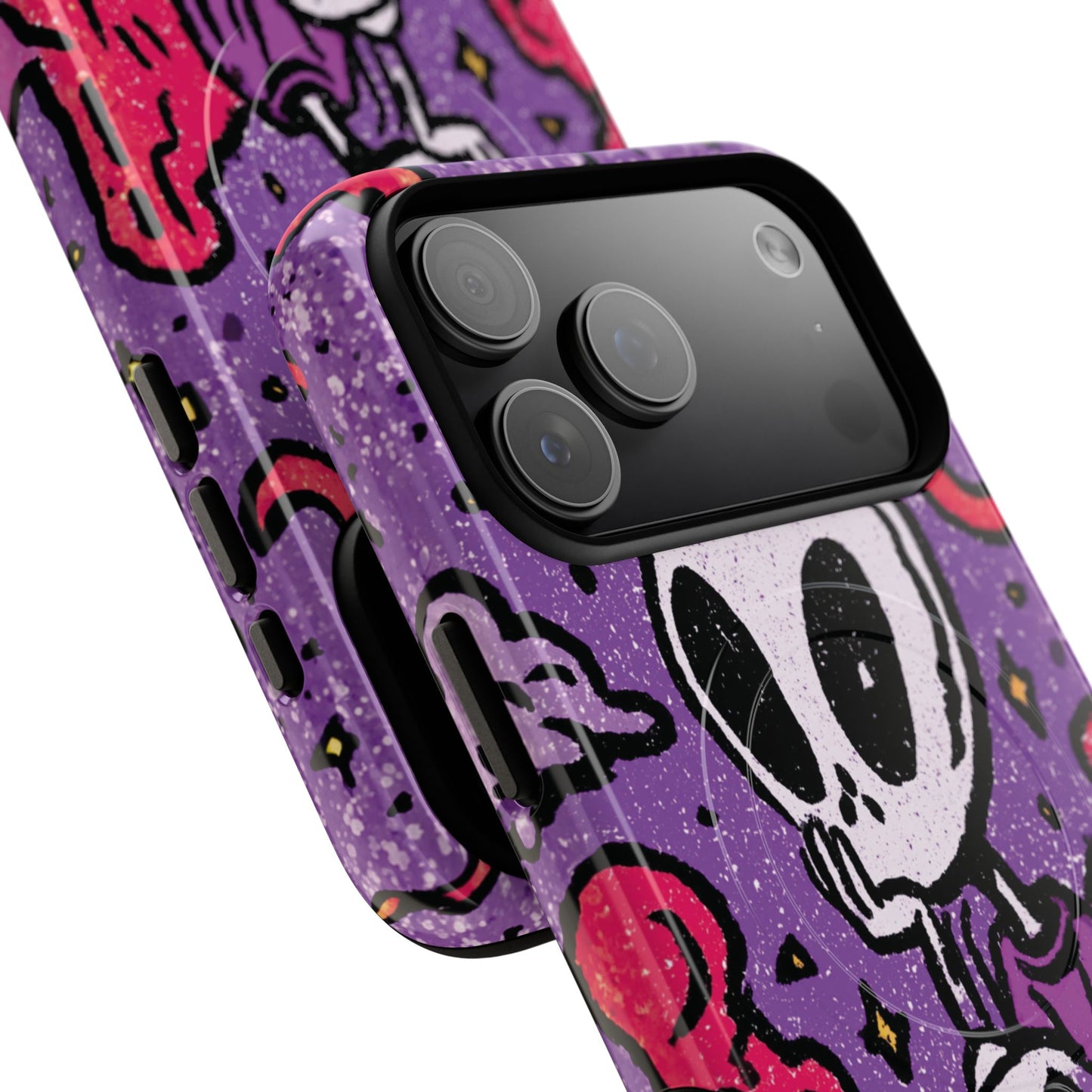 Alien Mushroom Phone Case — Cute Skeletal Space Illustration Tough Magnetic Case