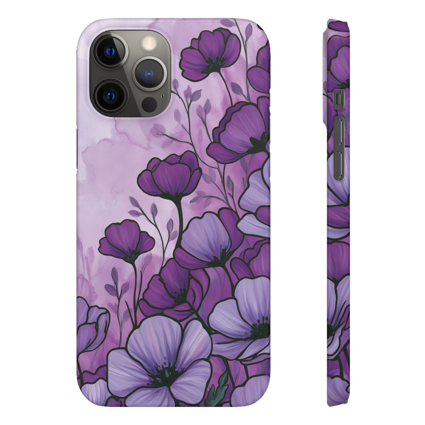 Purple Floral Phone Case – Violet Watercolor Poppy Snap Case