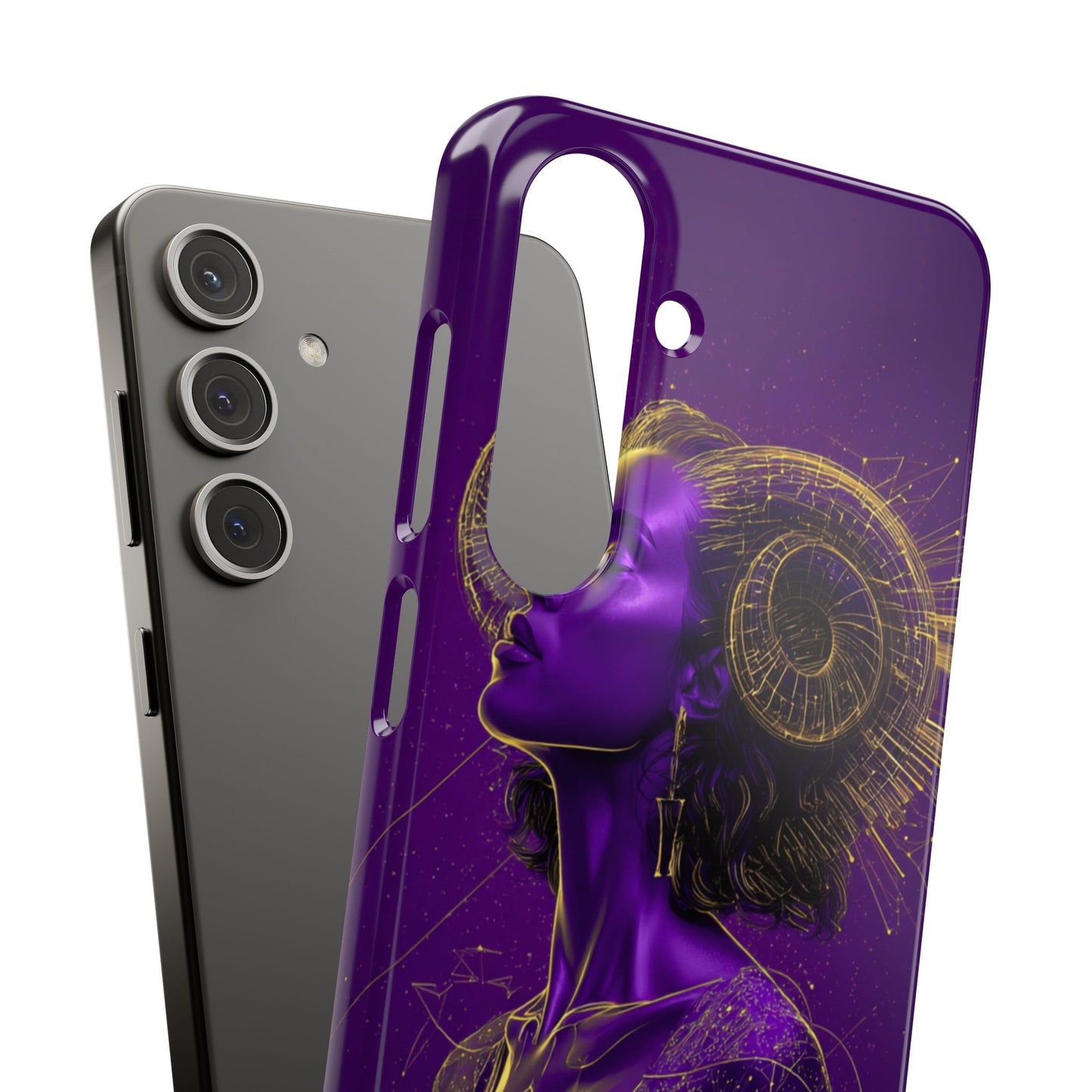 Purple & Gold Celestial Virgo Phone Case – Snap Cover for Samsung & iPhone