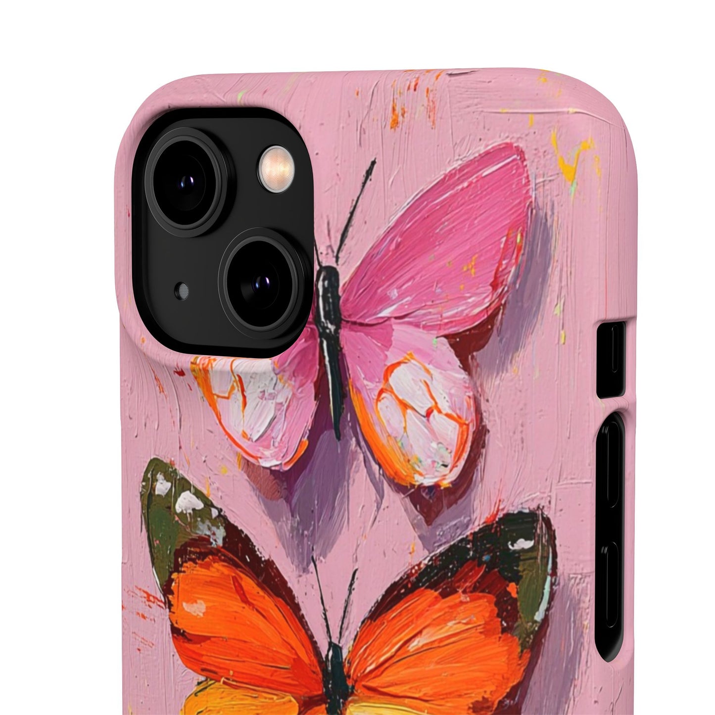 Pink Butterfly Snap Case Cover For iPhone and Samsung