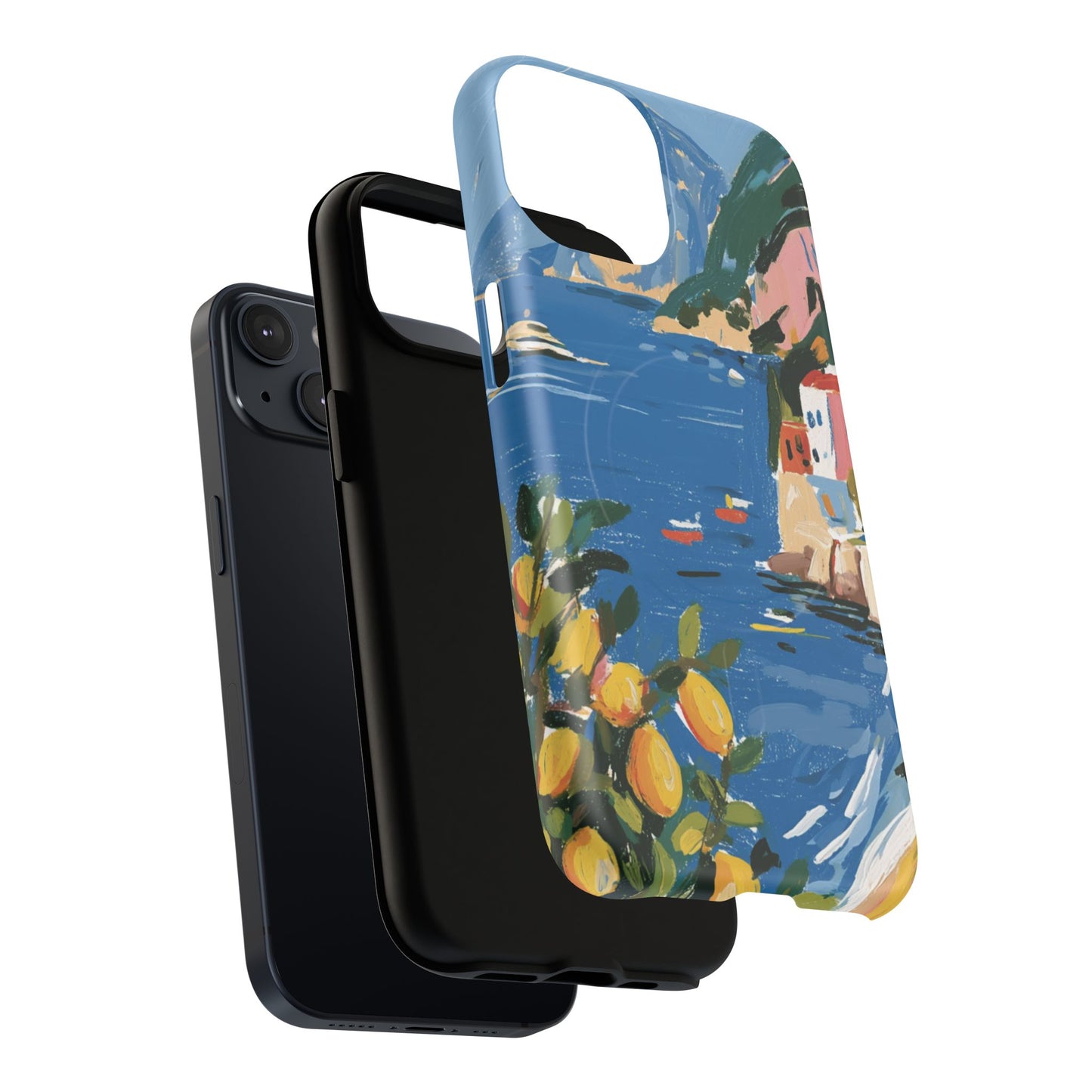 Mediterranean Seaside Phone Case — Painterly Lemon Coast Tough Magnetic Case