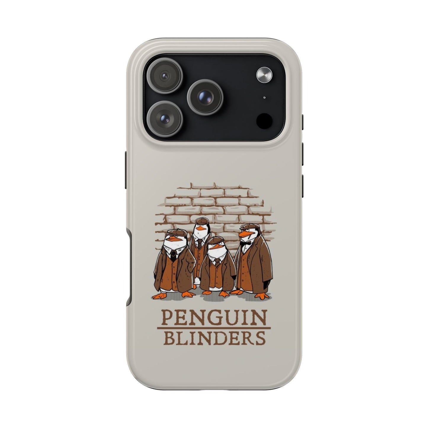 Penguin Blinders Vintage Grey Phone Case | iPhone 17 Tough Case