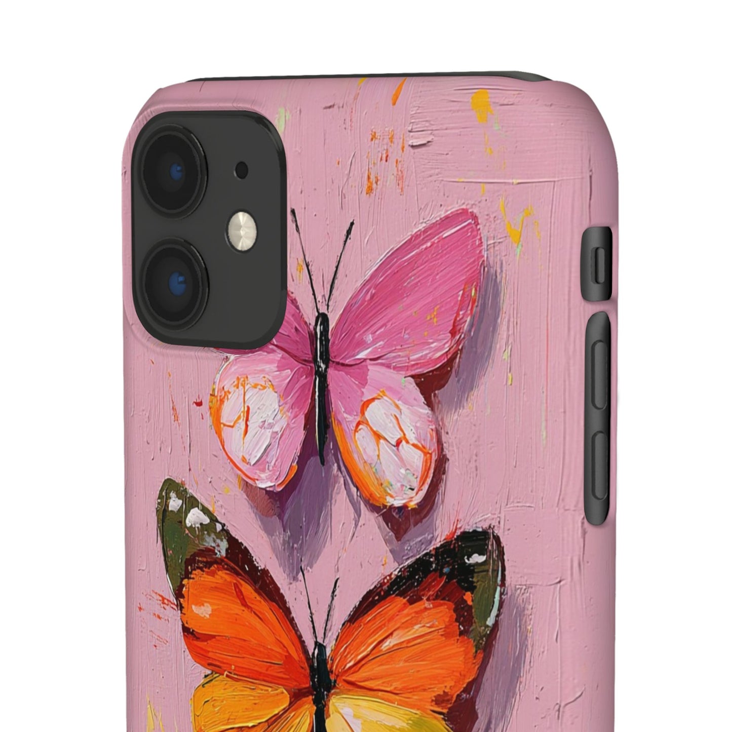 Pink Butterfly Snap Case Cover For iPhone and Samsung