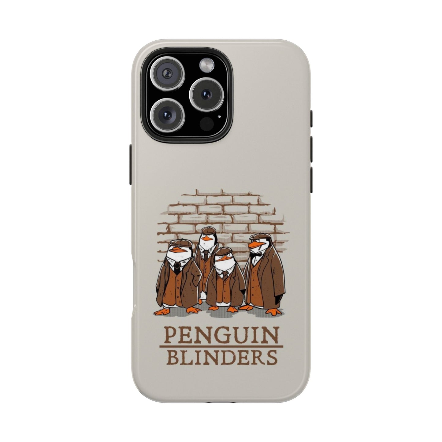 Penguin Blinders Vintage Grey Phone Case | iPhone 17 Tough Case