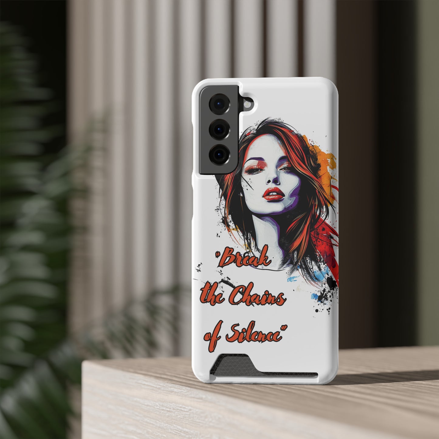 Artistic Phone Case With Card Holder for Empowerment | Break the Chains of Silence, Trendy Gift for Friends, Unique Phone Accessories, [...]