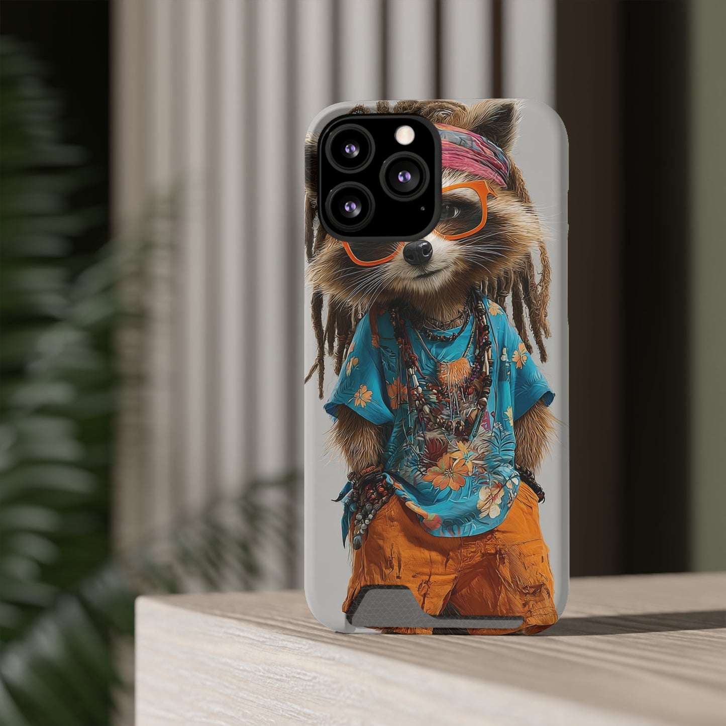 Boho Raccoon Phone Case with Card Holder, Cute Animal Phone Cover, Retro Stylish Phone Protector, Gifts for Animal Lovers, Trendy [...]