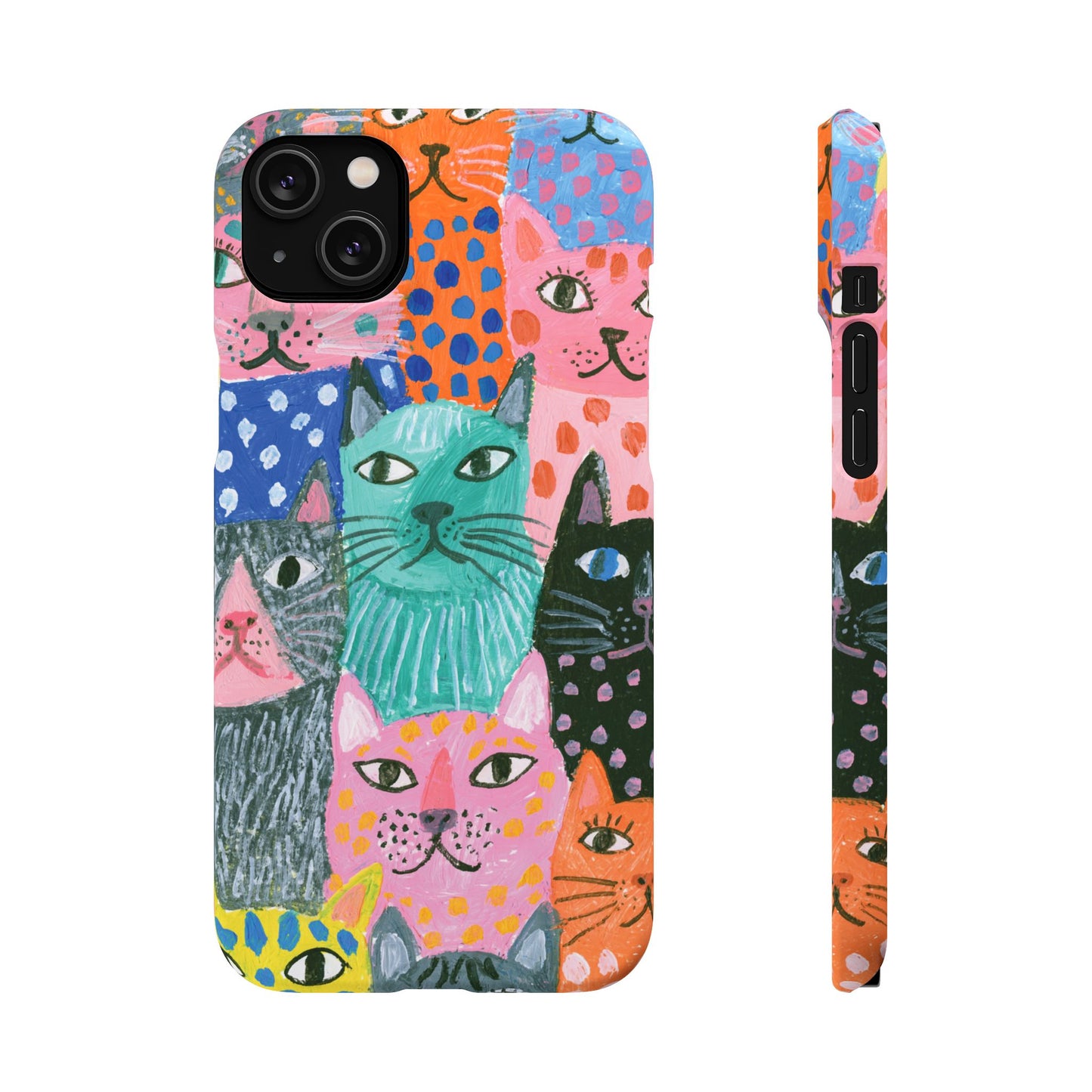 Colorful Cat Pattern Phone Case – Cute Multicolor Kitty Snap Case