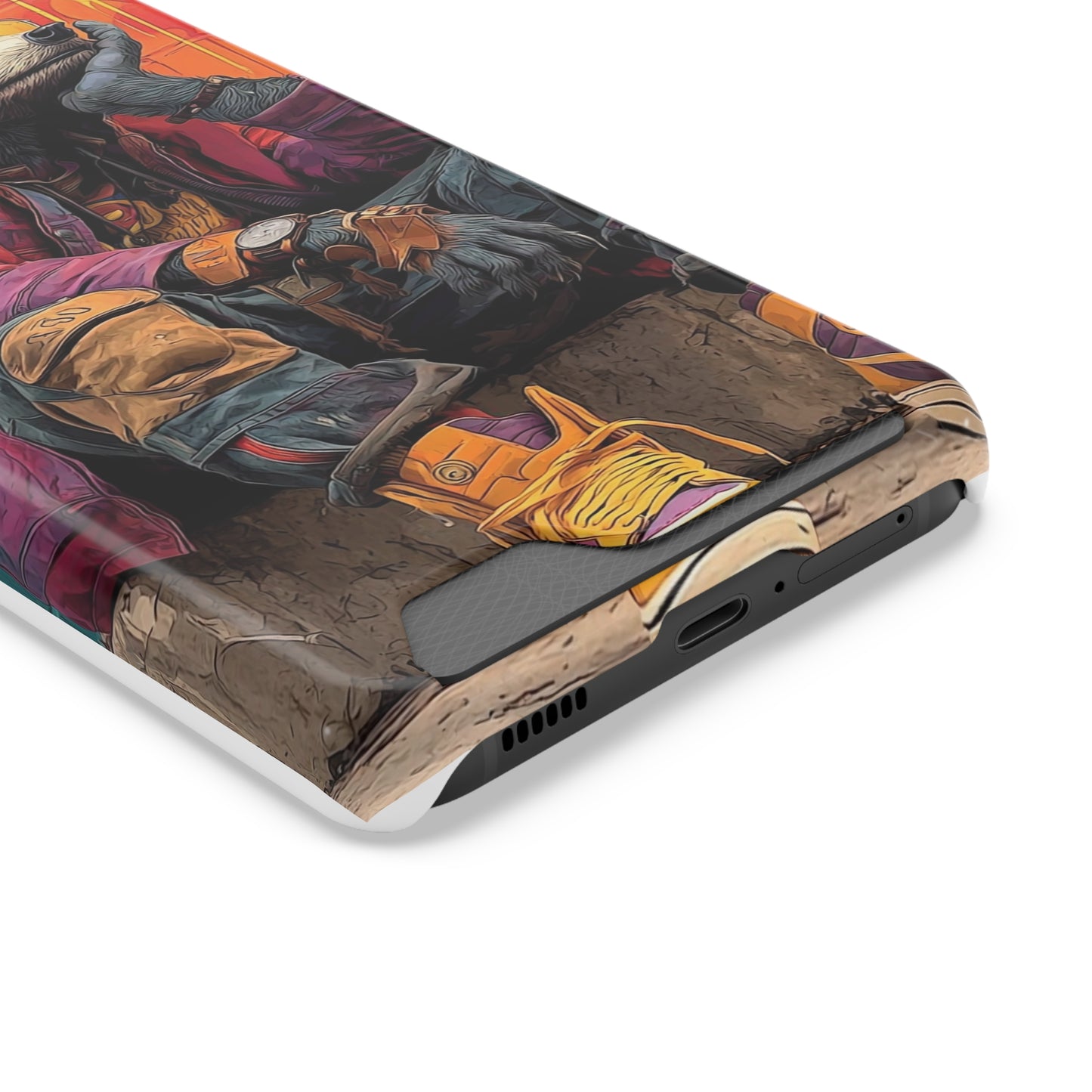 Stylish Phone Case With Card Holder, Trendy Mobile Accessory, Urban Art, Perfect Gift for Teens, Cool Gadget for Everyday Use