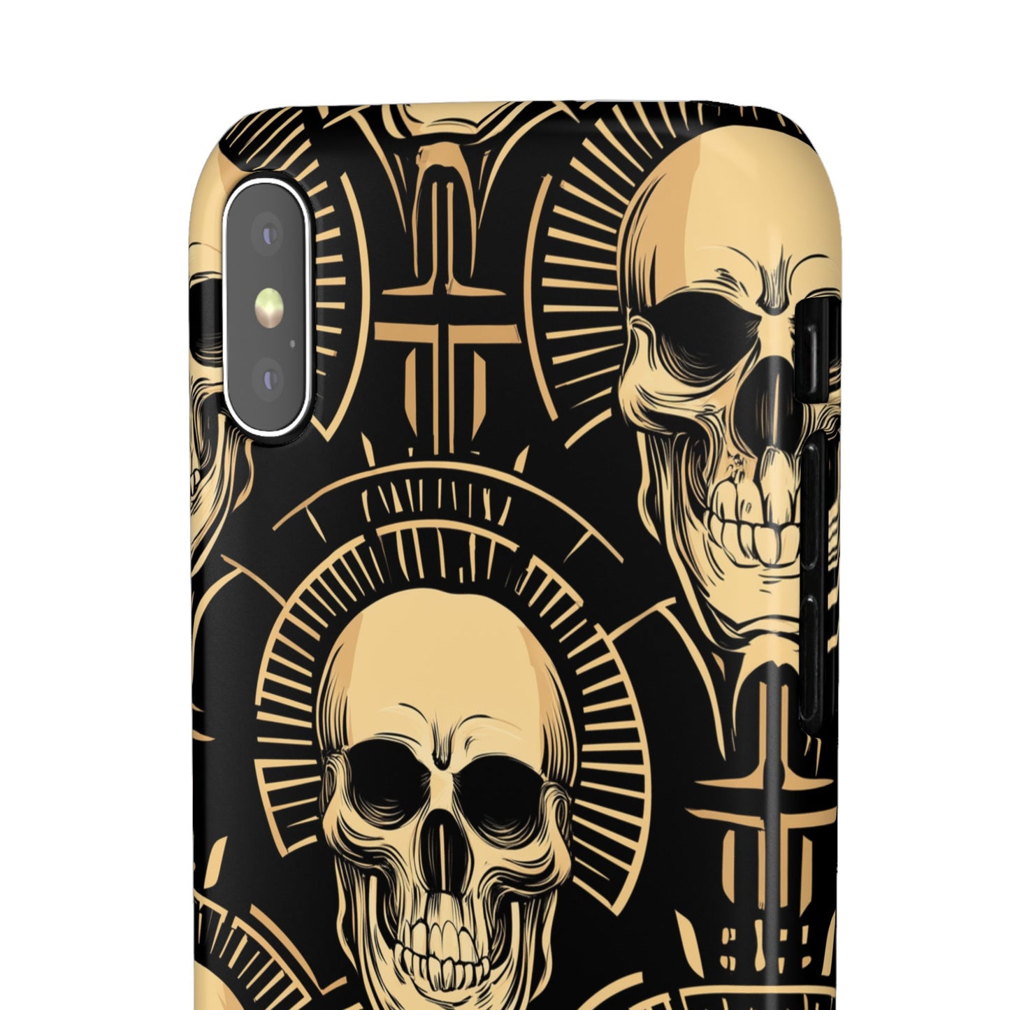 Skull Print Snap Case, Edgy Phone Cover for Goth Lovers, Protective Shell for Halloween, Unique Gift for Him or Her