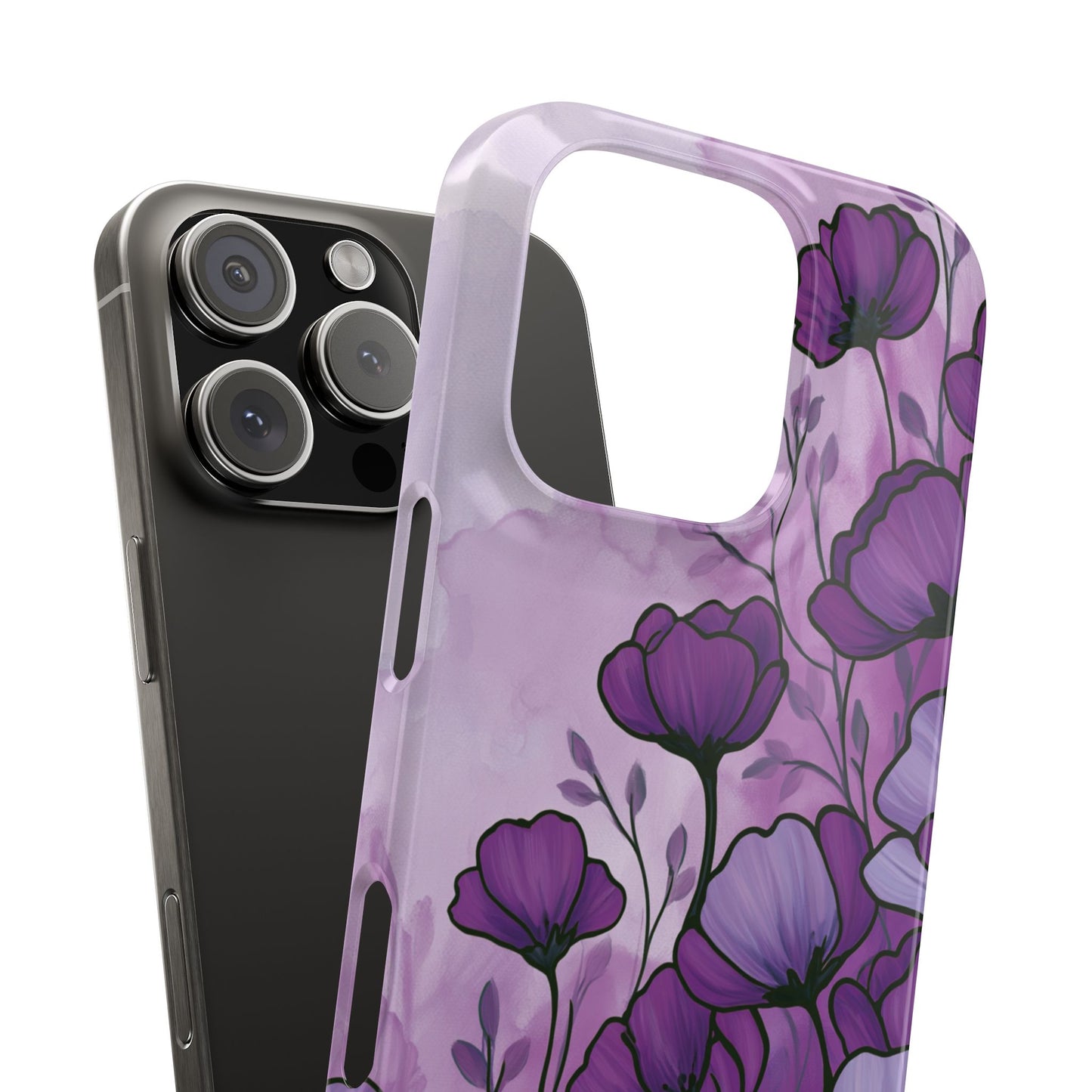 Purple Floral Phone Case – Violet Watercolor Poppy Snap Case