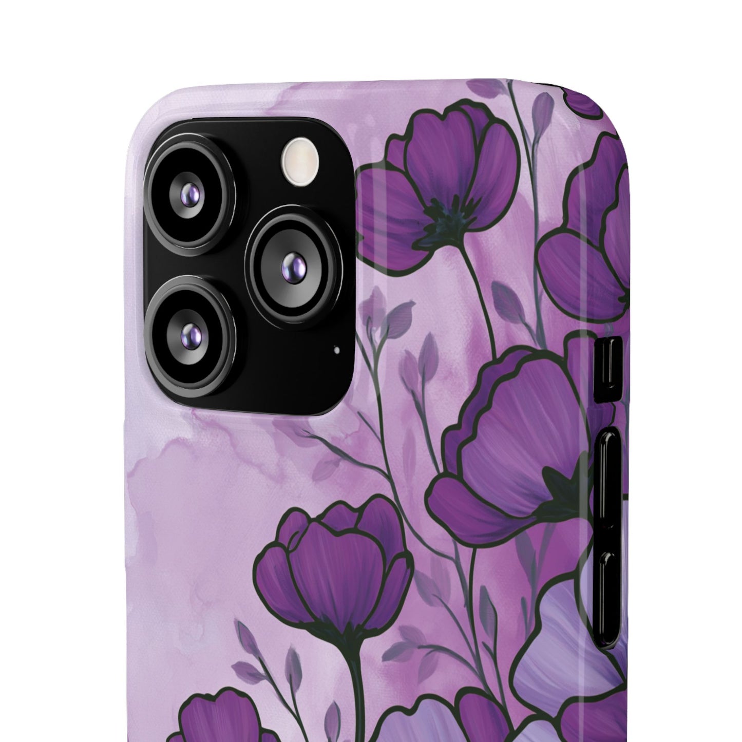 Purple Floral Phone Case – Violet Watercolor Poppy Snap Case