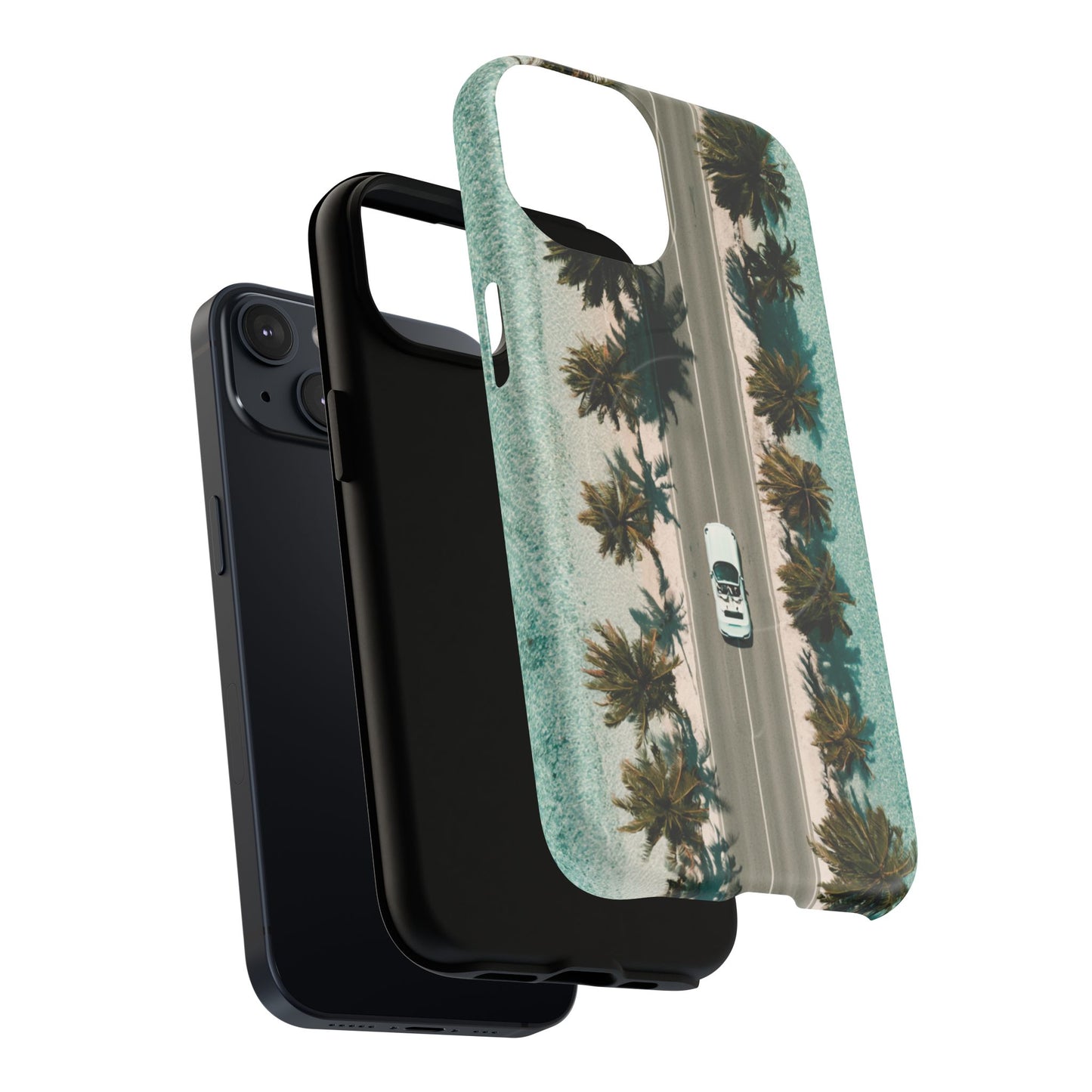 Palm Road Tough Magnetic Phone Case — Coastal Aerial Car Design