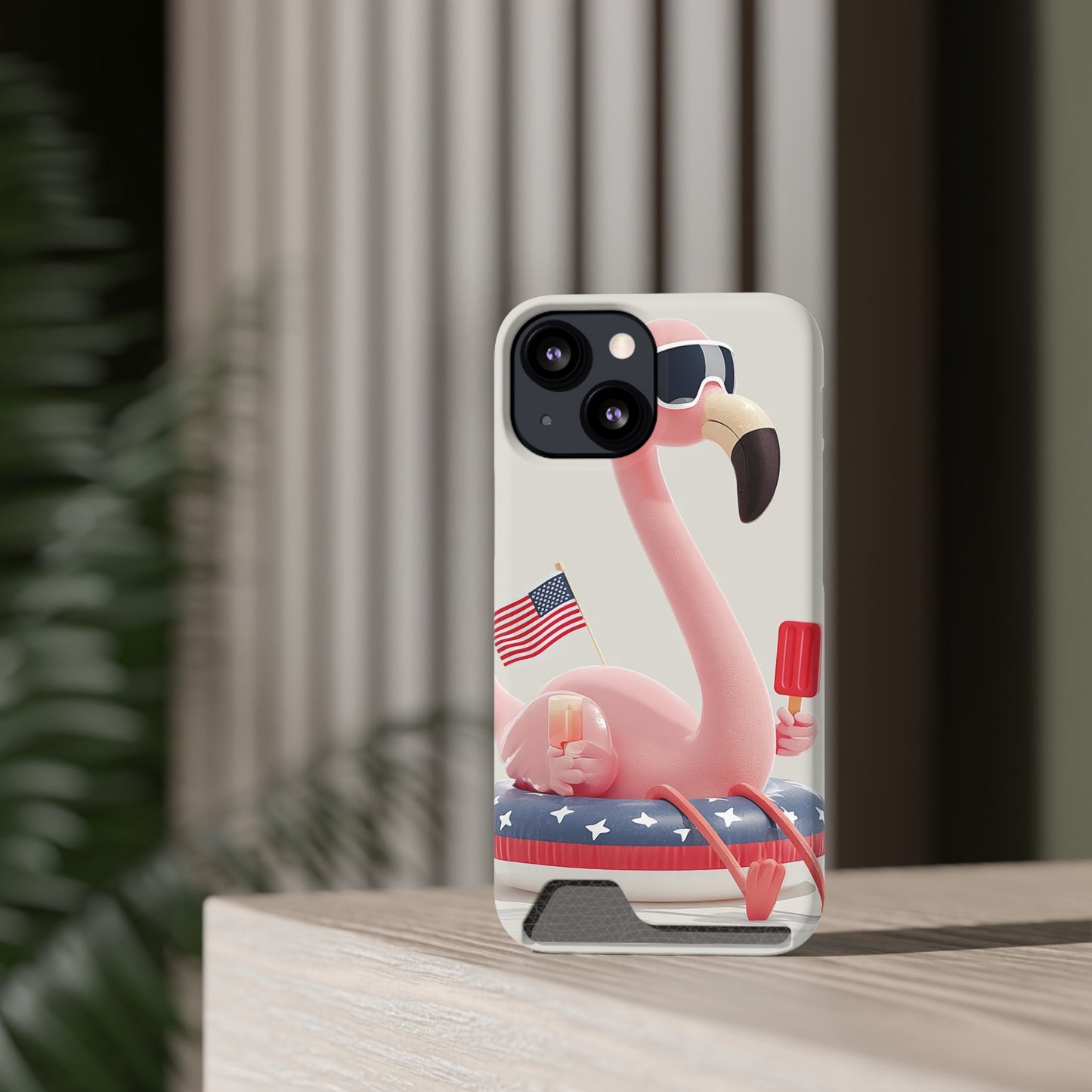 Summer Vibes Phone Case with Card Holder, Cute Flamingo Design, Tropical Cell Phone Accessory, Beach Lover Gift, Fun Summer Accessory, [...]