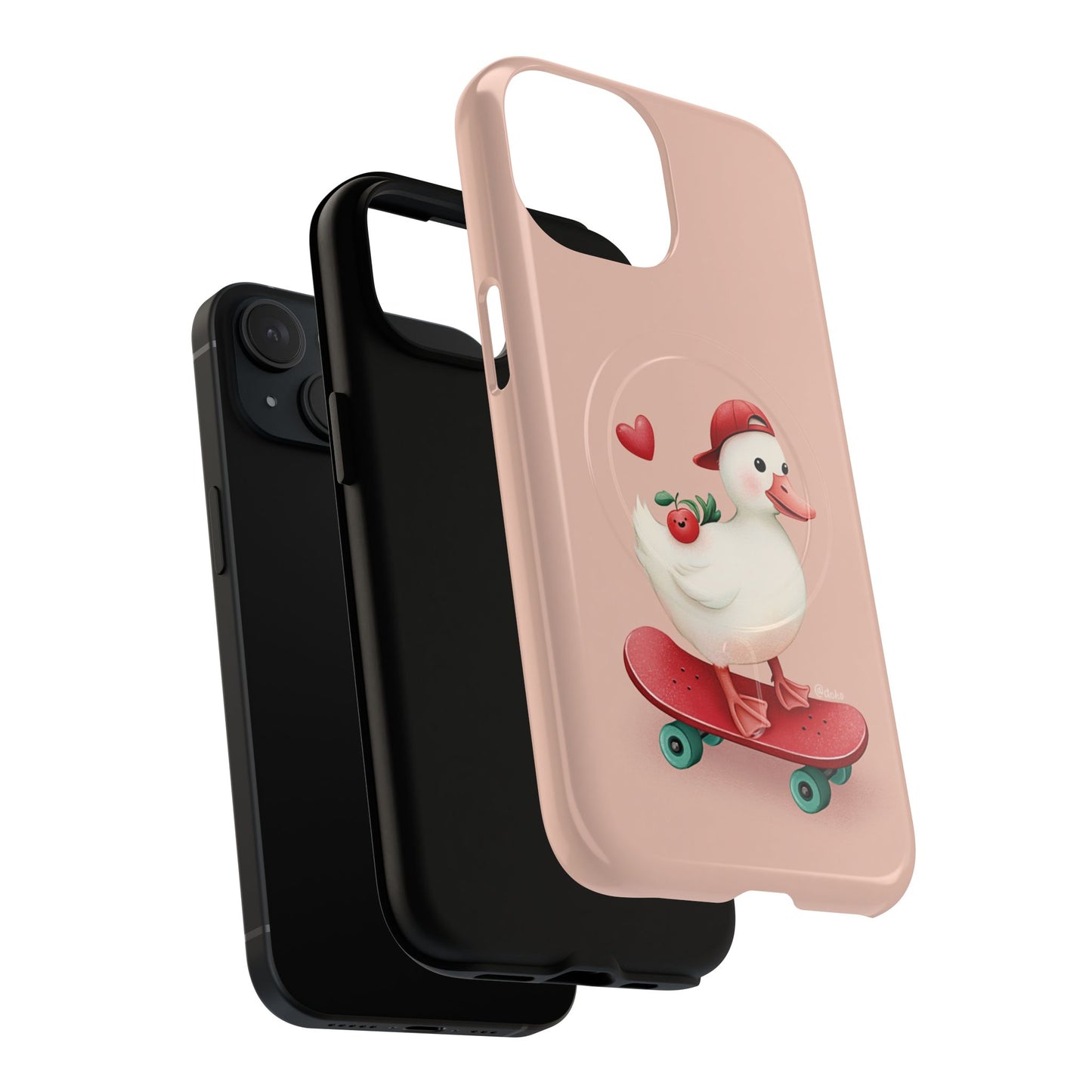 Duck Skateboard Magnetic Phone Case — Cute Pink Protective iPhone Cover