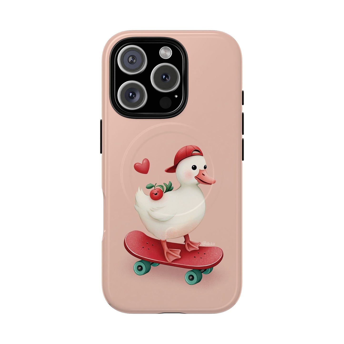 Duck Skateboard Magnetic Phone Case — Cute Pink Protective iPhone Cover