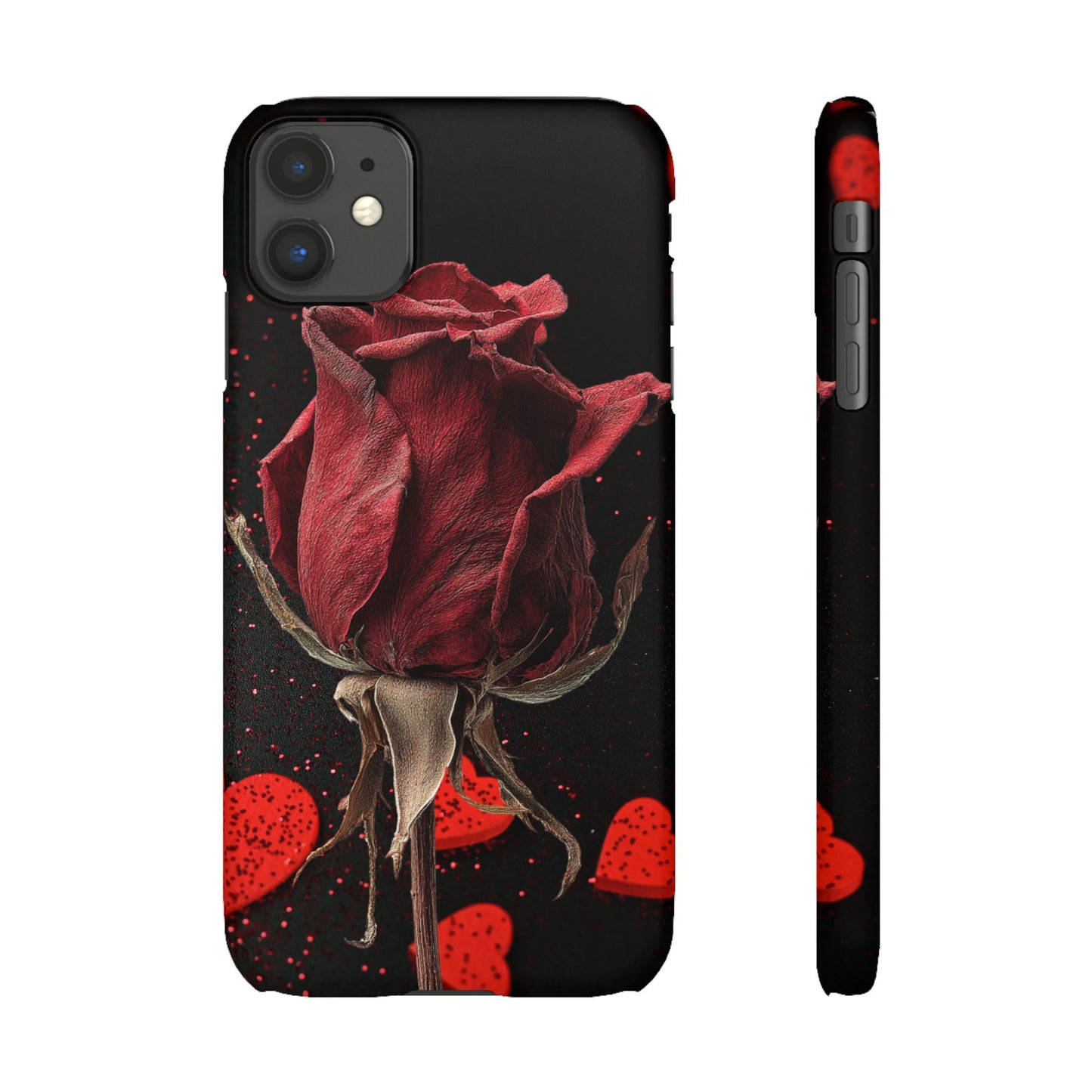Romantic Rose Snap Case, Floral Phone Cover, Valentines Day Gift, Trendy Mobile Accessory, Heart Design Case, Elegant Phone Protector