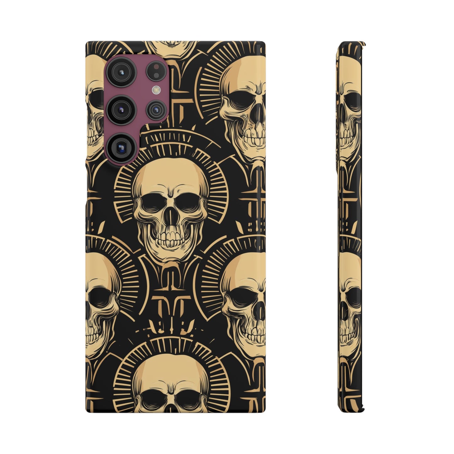 Skull Print Snap Case, Edgy Phone Cover for Goth Lovers, Protective Shell for Halloween, Unique Gift for Him or Her