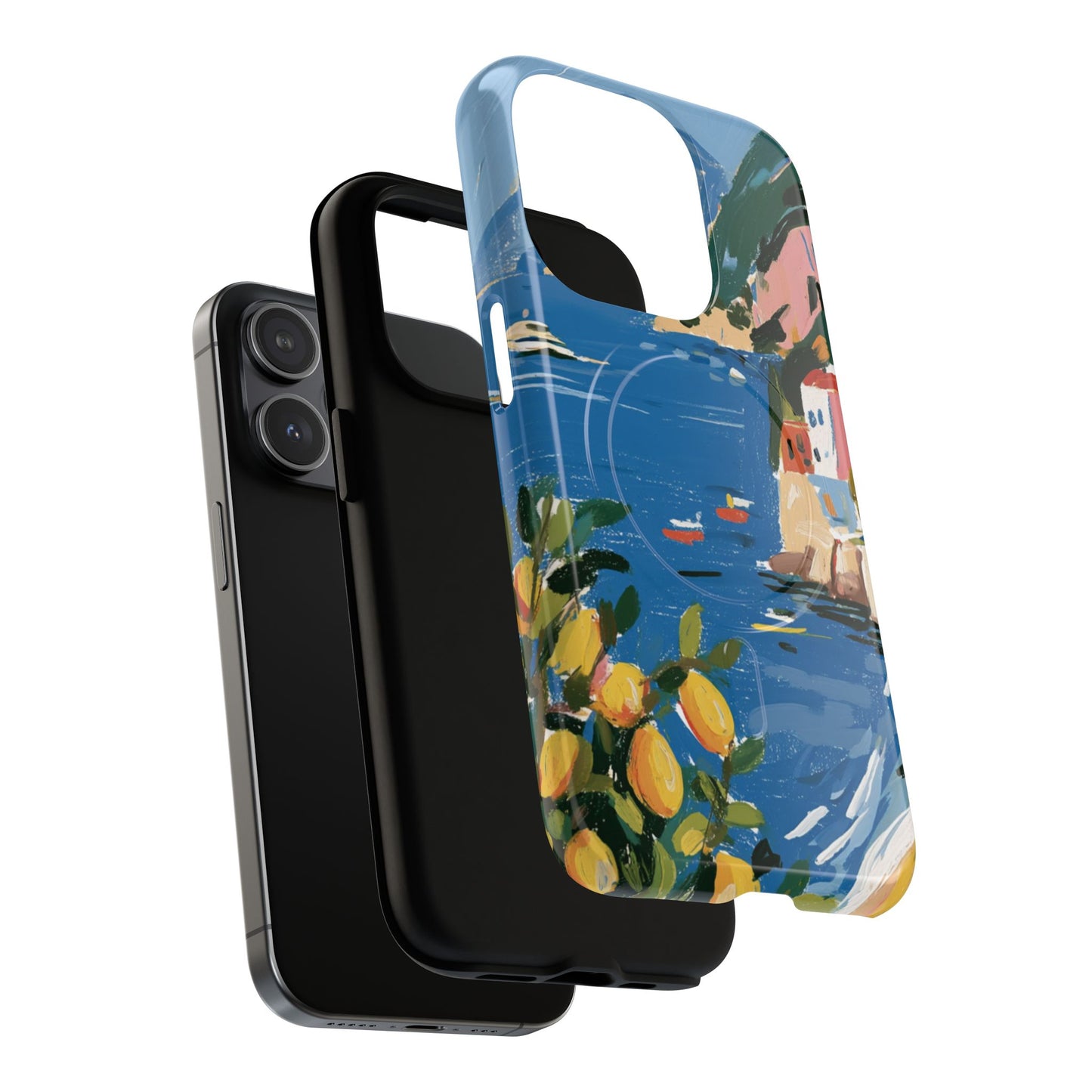 Mediterranean Seaside Phone Case — Painterly Lemon Coast Tough Magnetic Case