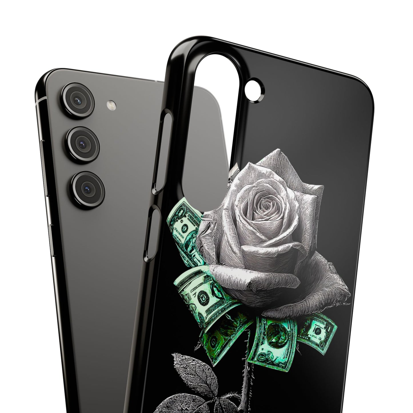 Stylish Rose & Money Snap Case - Floral Phone Protection, Trendy Gift for Him/Her, Birthday Present, Accessories for Teens