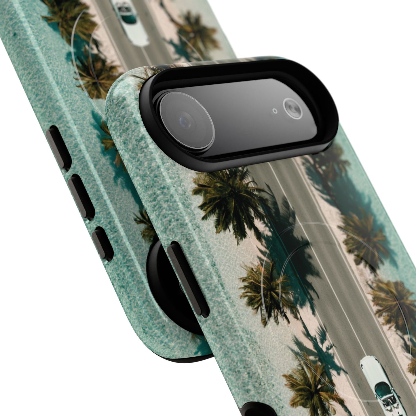 Palm Road Tough Magnetic Phone Case — Coastal Aerial Car Design
