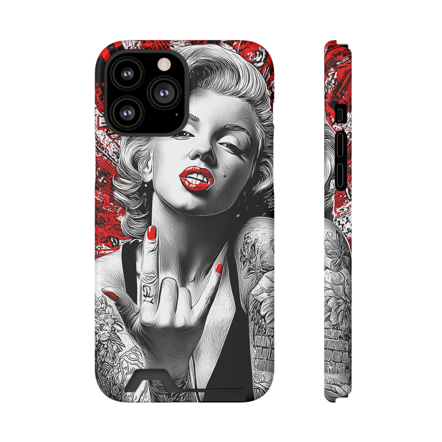 Bold Marilyn Monroe Phone Case with Card Holder, Stylish Phone Cover, Unique Gift for Her, Pop Culture Accessory, Modern Art Decor
