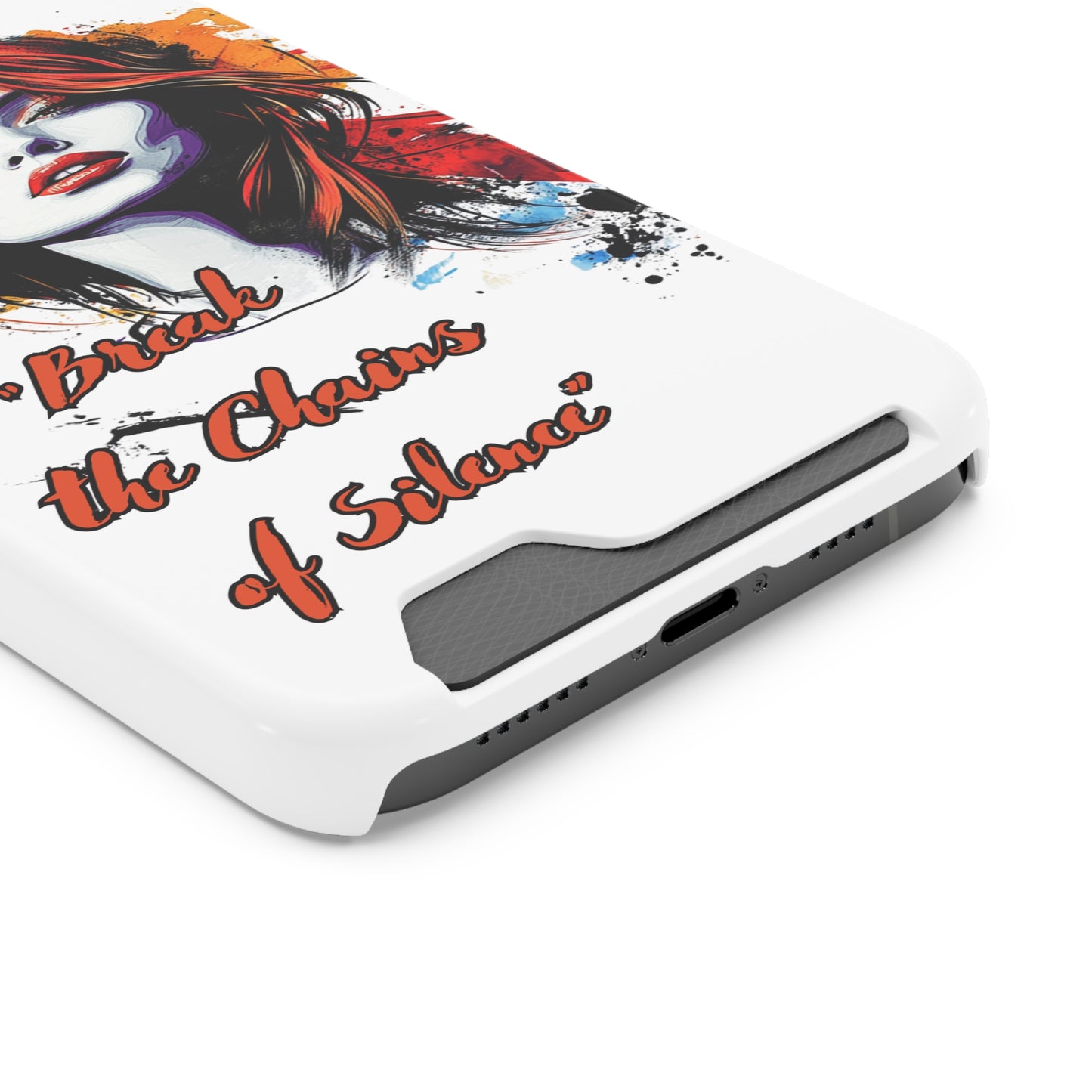 Artistic Phone Case With Card Holder for Empowerment | Break the Chains of Silence, Trendy Gift for Friends, Unique Phone Accessories, [...]