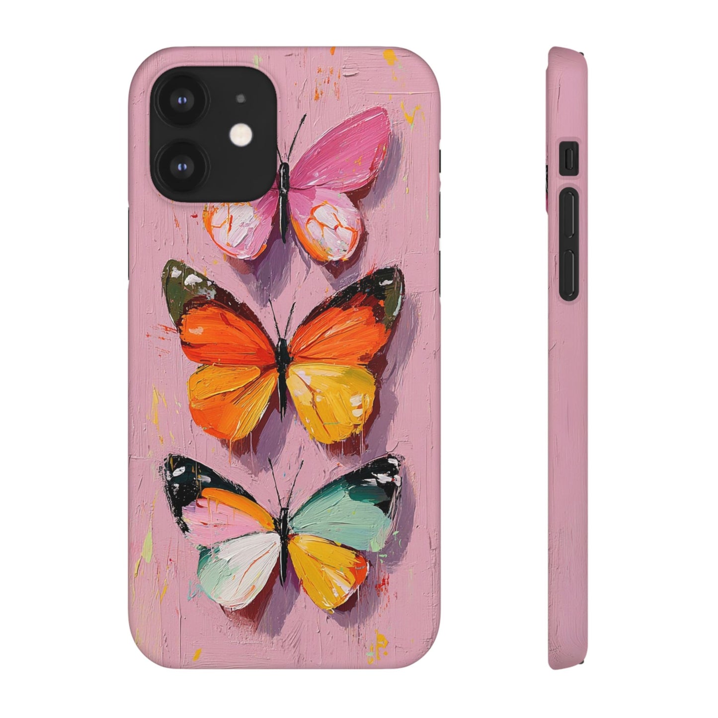 Pink Butterfly Snap Case Cover For iPhone and Samsung