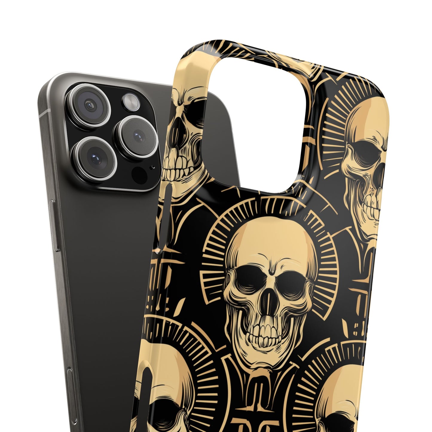 Skull Print Snap Case, Edgy Phone Cover for Goth Lovers, Protective Shell for Halloween, Unique Gift for Him or Her