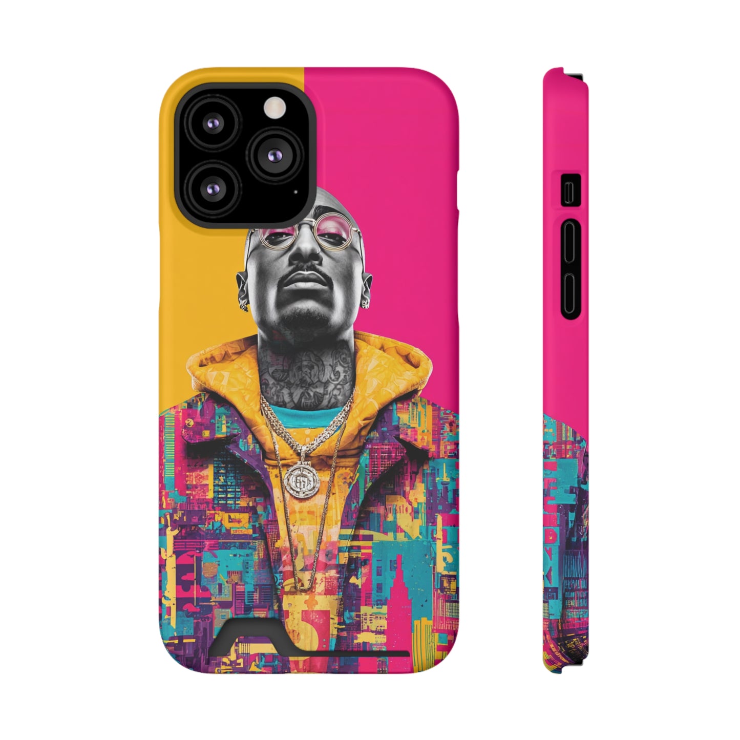 Vibrant Phone Case With Card Holder - Retro Style, Hip Hop Lover's Accessory, Colorful Gift, Music Enthusiast Essential, Unique Phone [...]