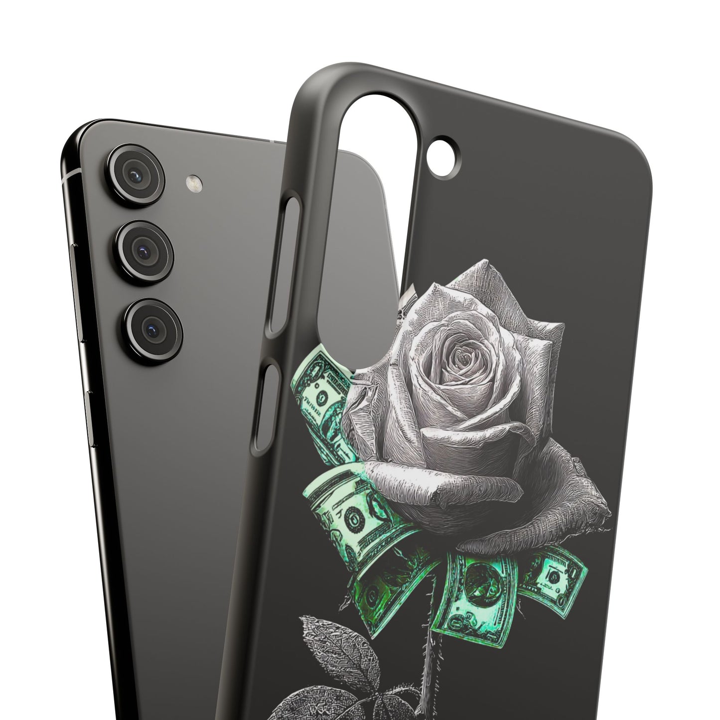 Stylish Rose & Money Snap Case - Floral Phone Protection, Trendy Gift for Him/Her, Birthday Present, Accessories for Teens
