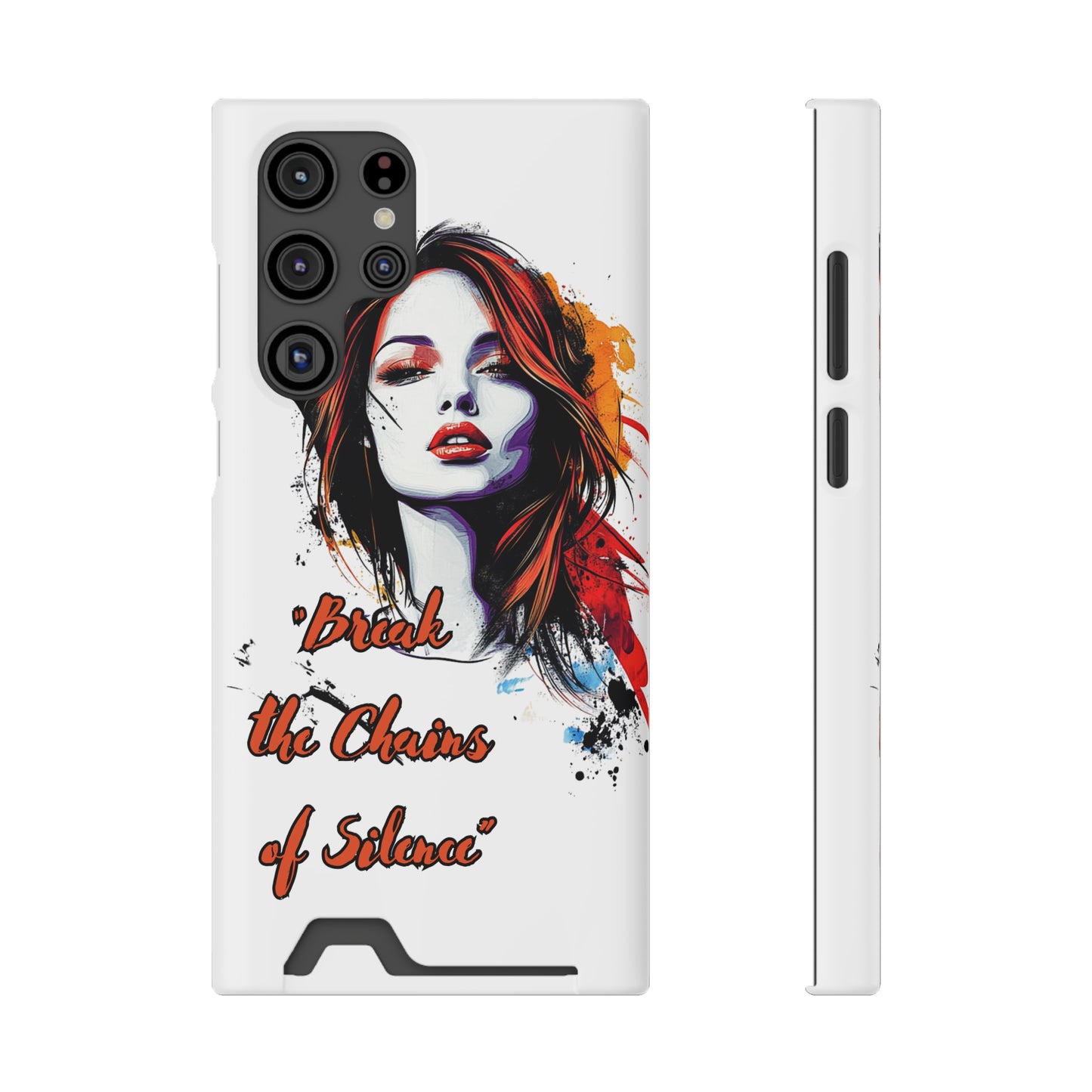 Artistic Phone Case With Card Holder for Empowerment | Break the Chains of Silence, Trendy Gift for Friends, Unique Phone Accessories, [...]