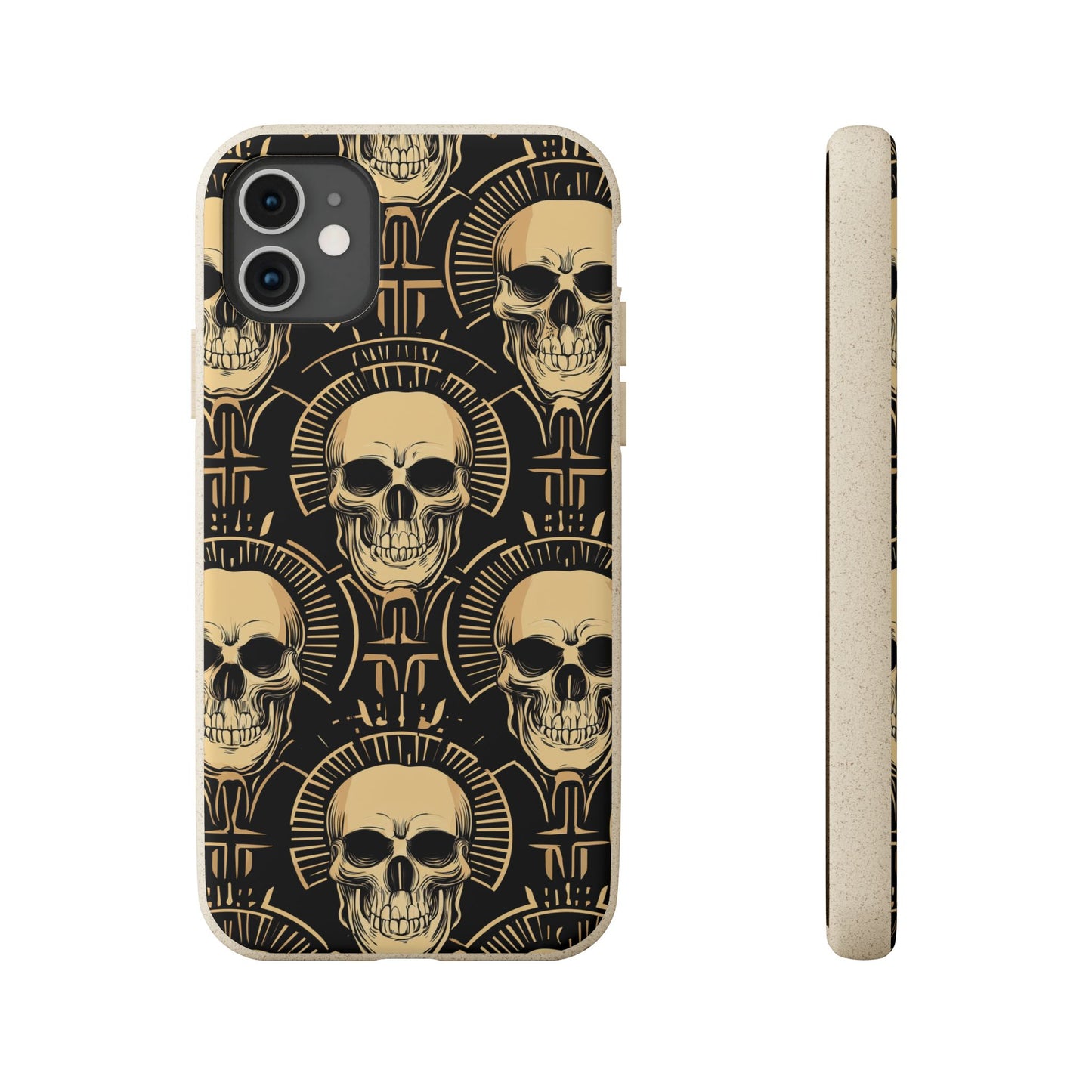 Skull Biodegradable Phone Case, Eco-Friendly iPhone Cover, Sustainable Gift, Cool Skull Design, Skull Art Accessories, Halloween Decor