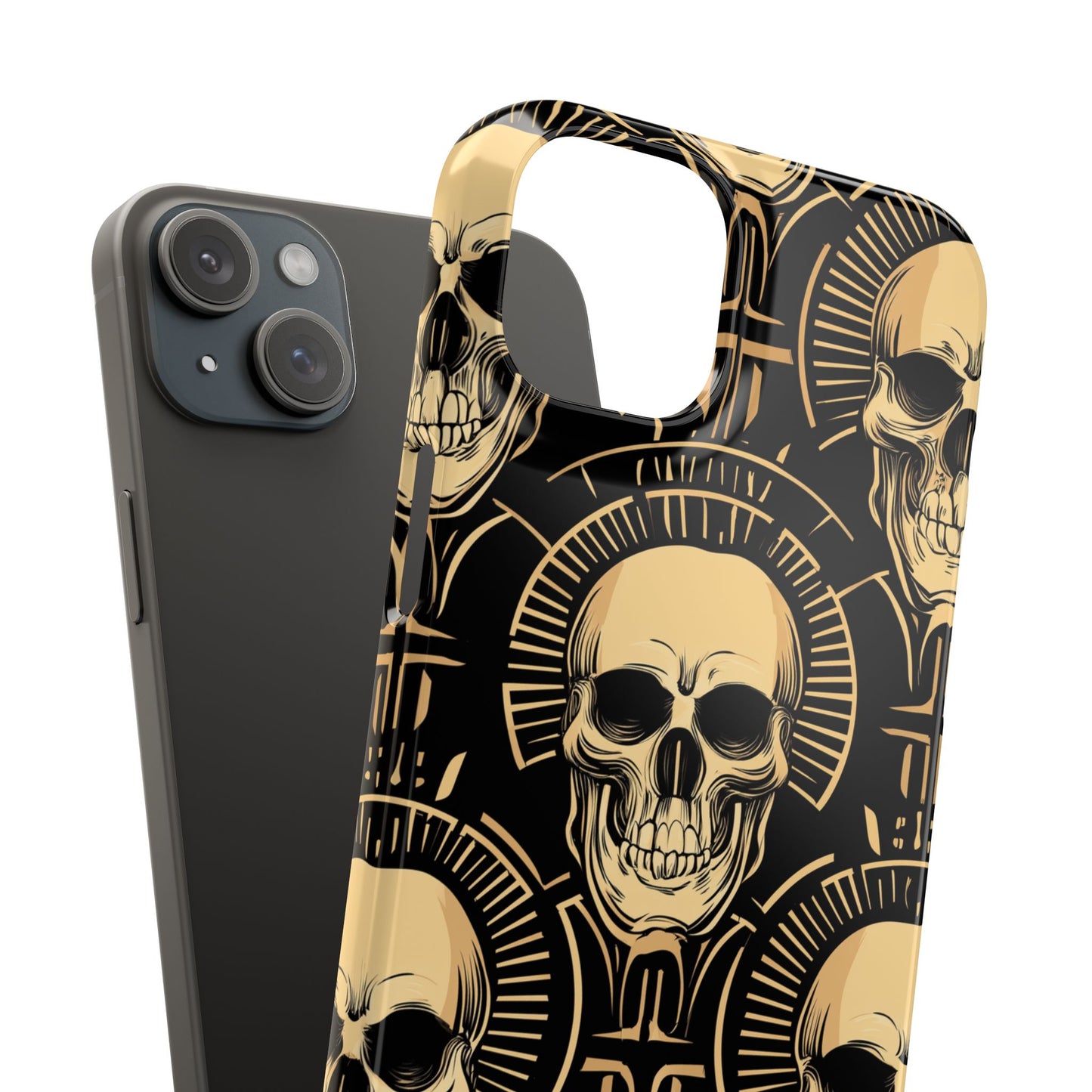 Skull Print Snap Case, Edgy Phone Cover for Goth Lovers, Protective Shell for Halloween, Unique Gift for Him or Her