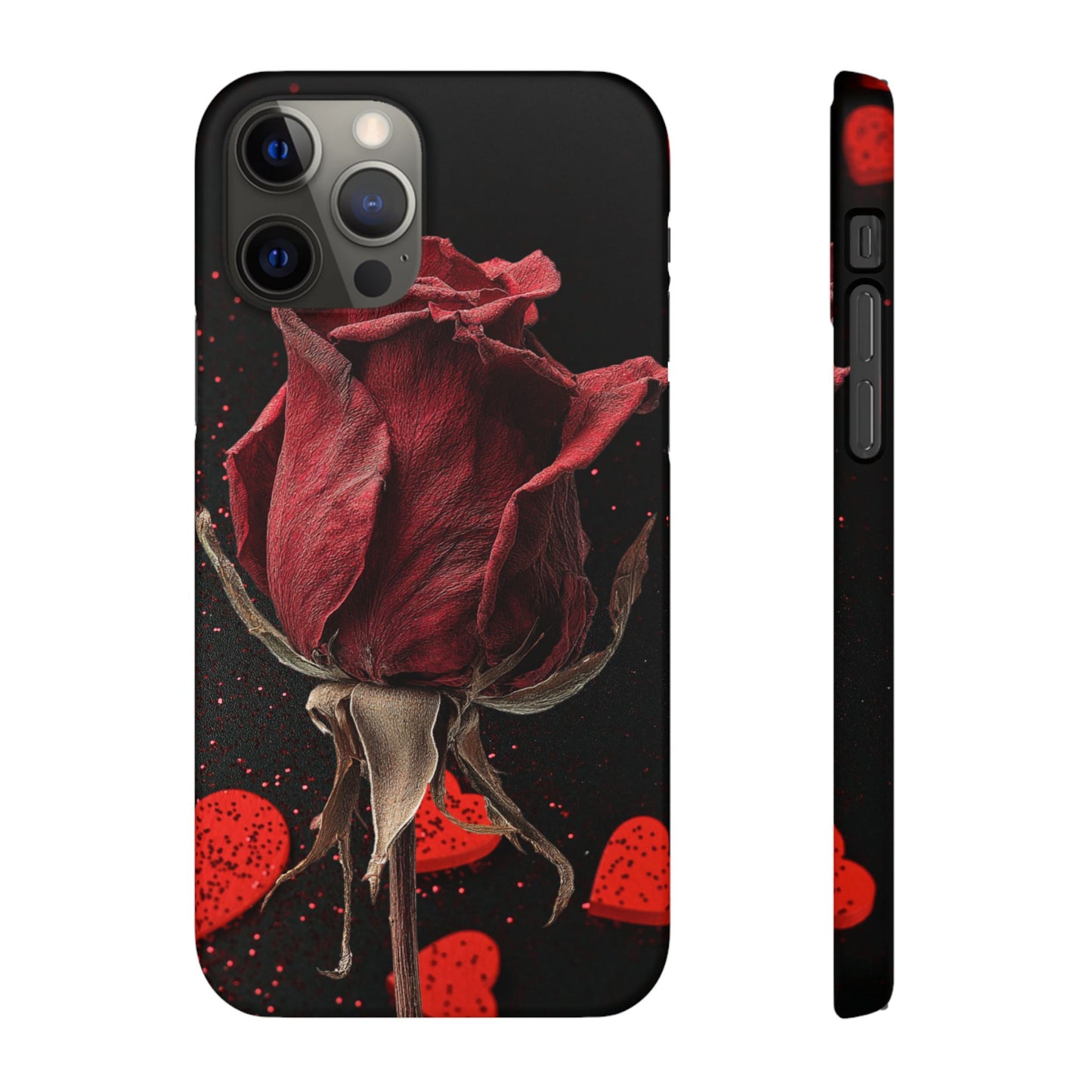 Romantic Rose Snap Case, Floral Phone Cover, Valentines Day Gift, Trendy Mobile Accessory, Heart Design Case, Elegant Phone Protector