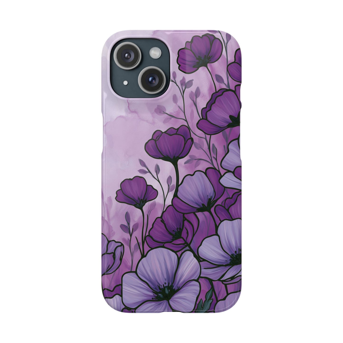 Purple Floral Phone Case – Violet Watercolor Poppy Snap Case