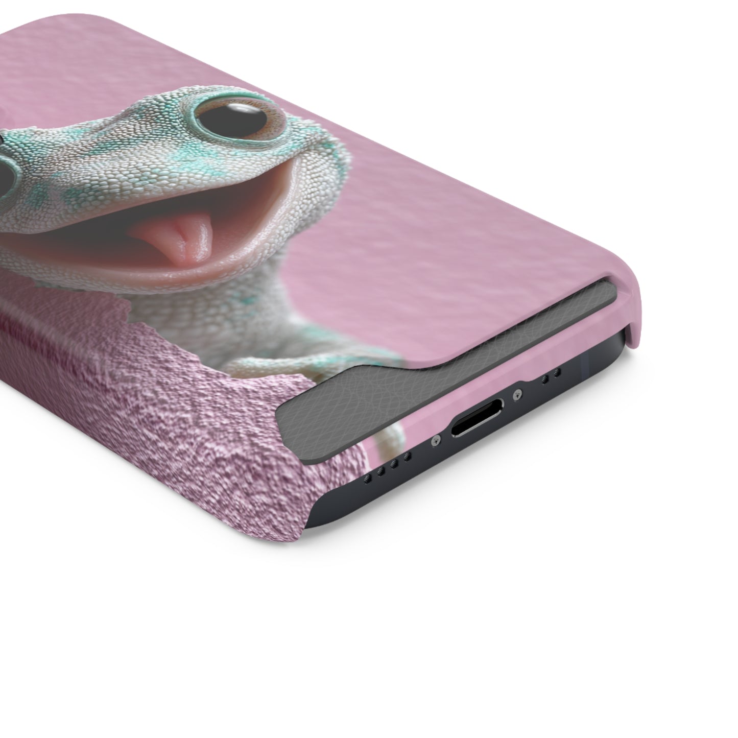 Fun Gecko Phone Case with Card Holder, Cute Cell Phone Accessory, Animal Lover Gift, Party Favor, Unique Phone Cover