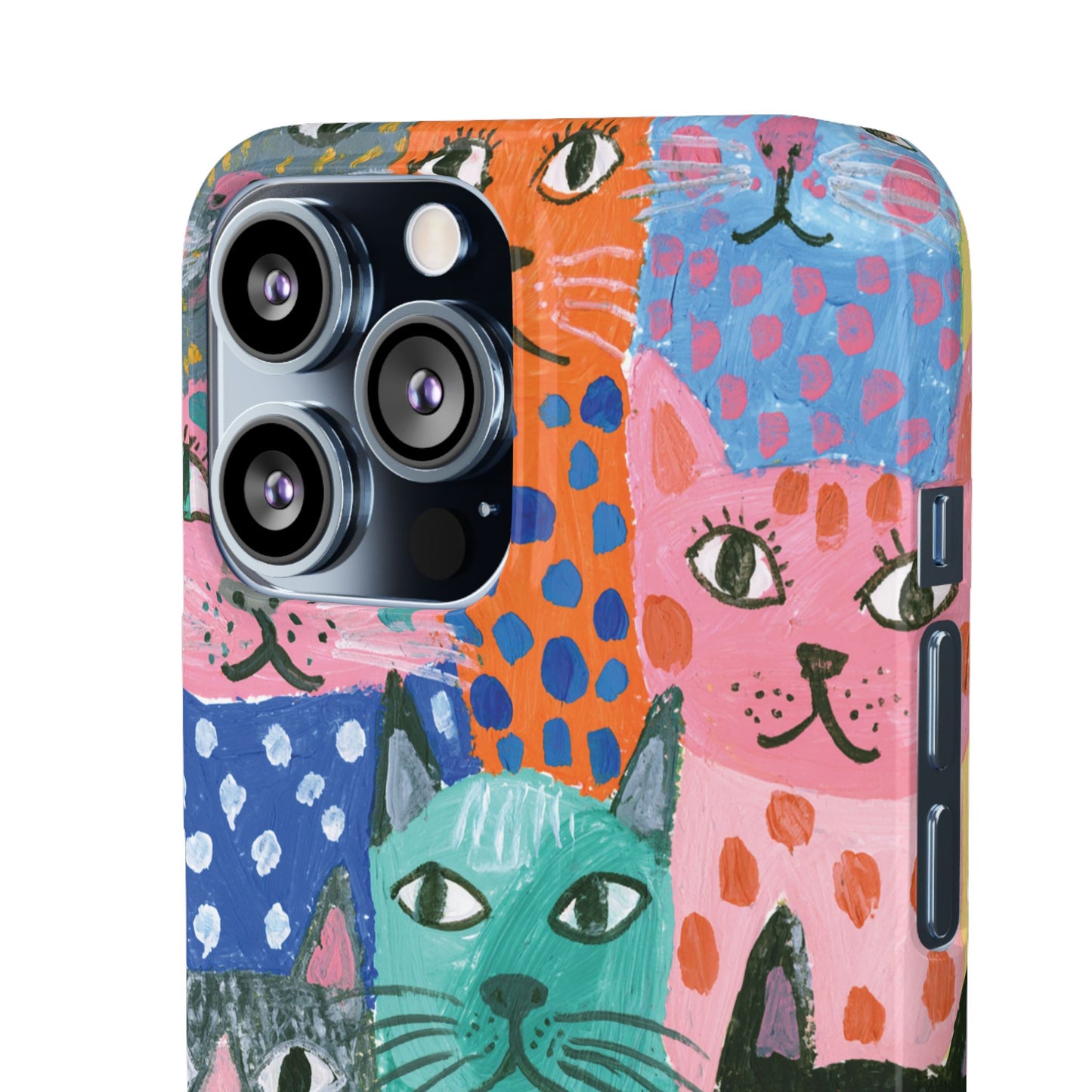 Colorful Cat Pattern Phone Case – Cute Multicolor Kitty Snap Case
